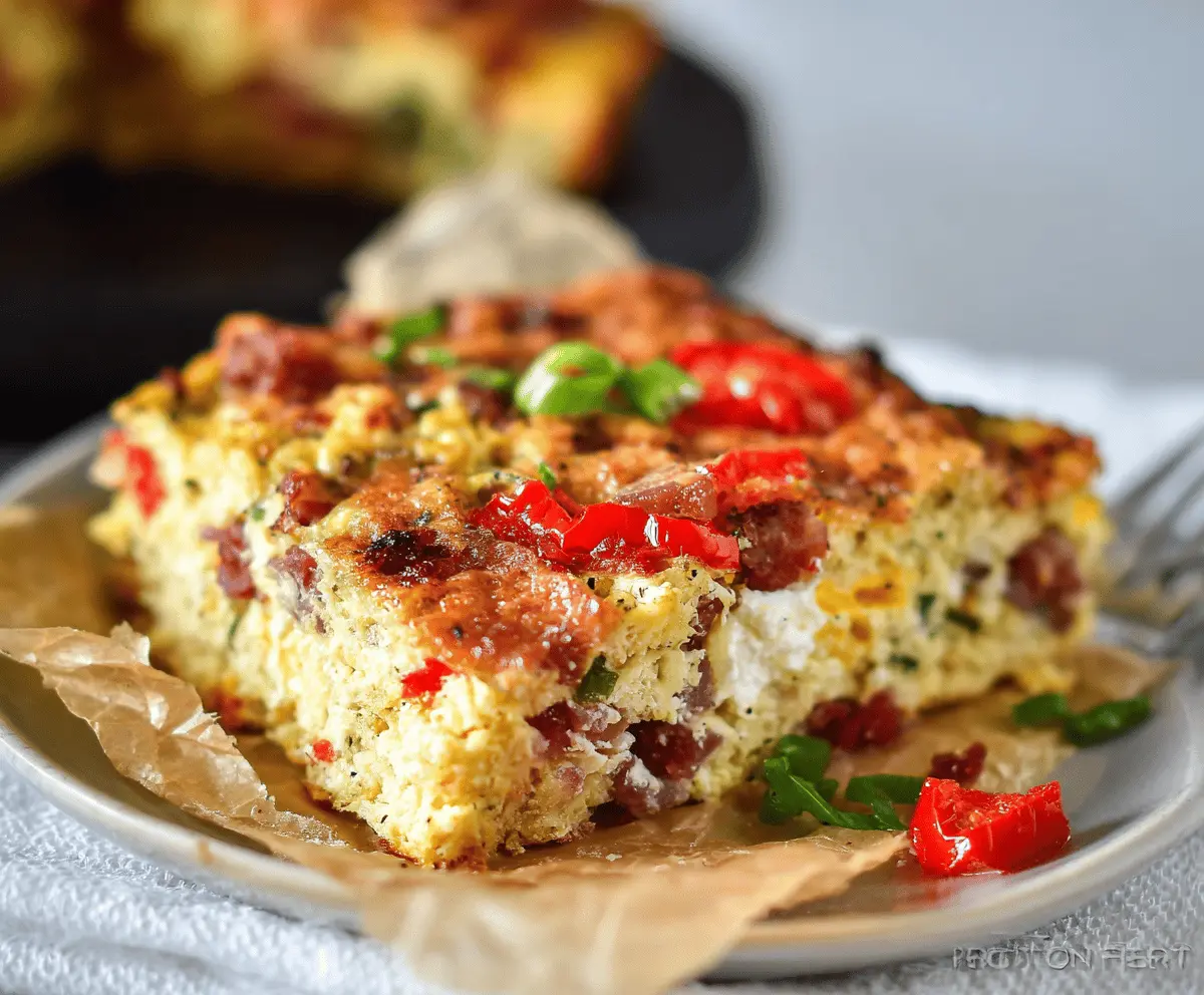 Delicious high-protein cottage cheese breakfast casserole served fresh, perfect for a nutritious start to your day.