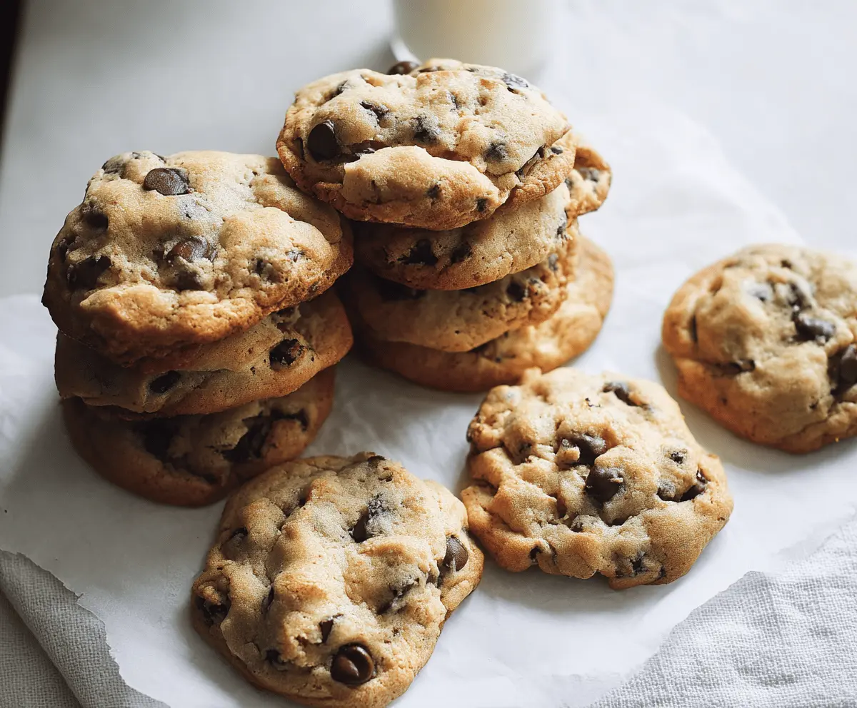 Joanna Gaines Chocolate Chip Cookies fresh out of the oven, warm and gooey with melted chocolate chips.