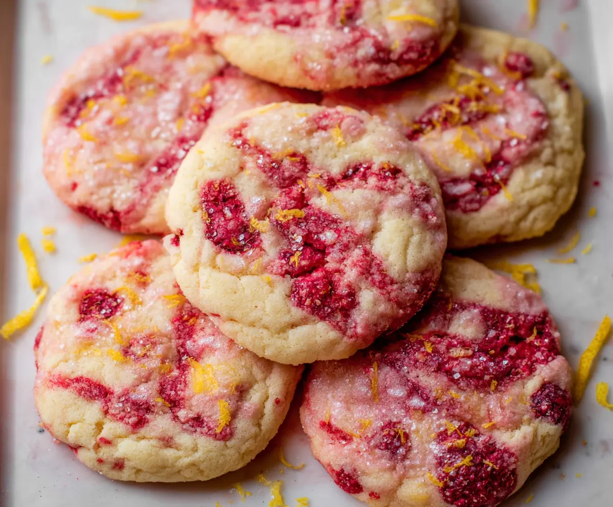 Delicious Lemonade Raspberry Cookies with fresh lemon and ripe berries