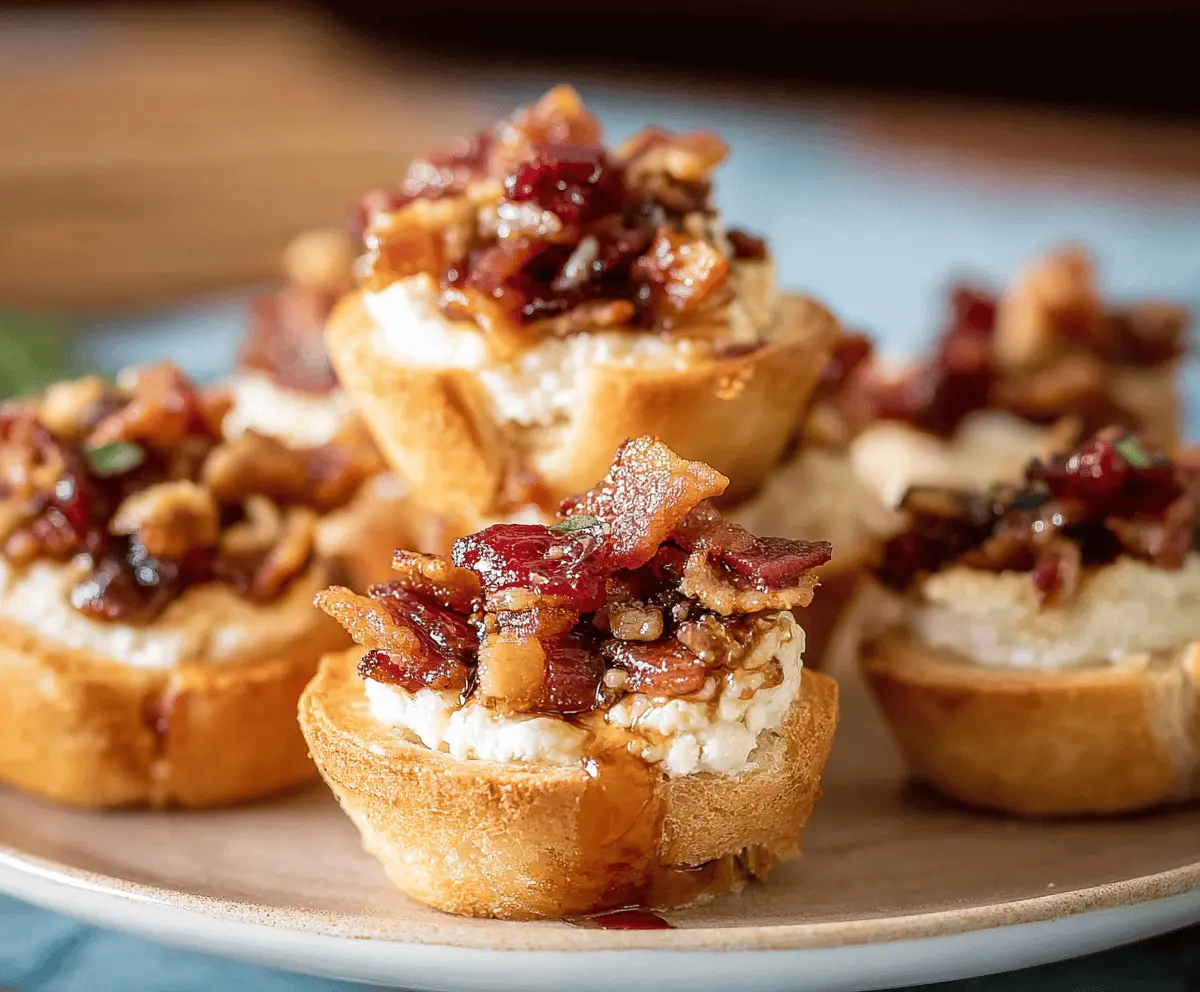 Delicious Maple Bacon Brie Bites on a serving platter, showcasing crispy bacon, melted brie cheese, and a drizzle of maple syrup.