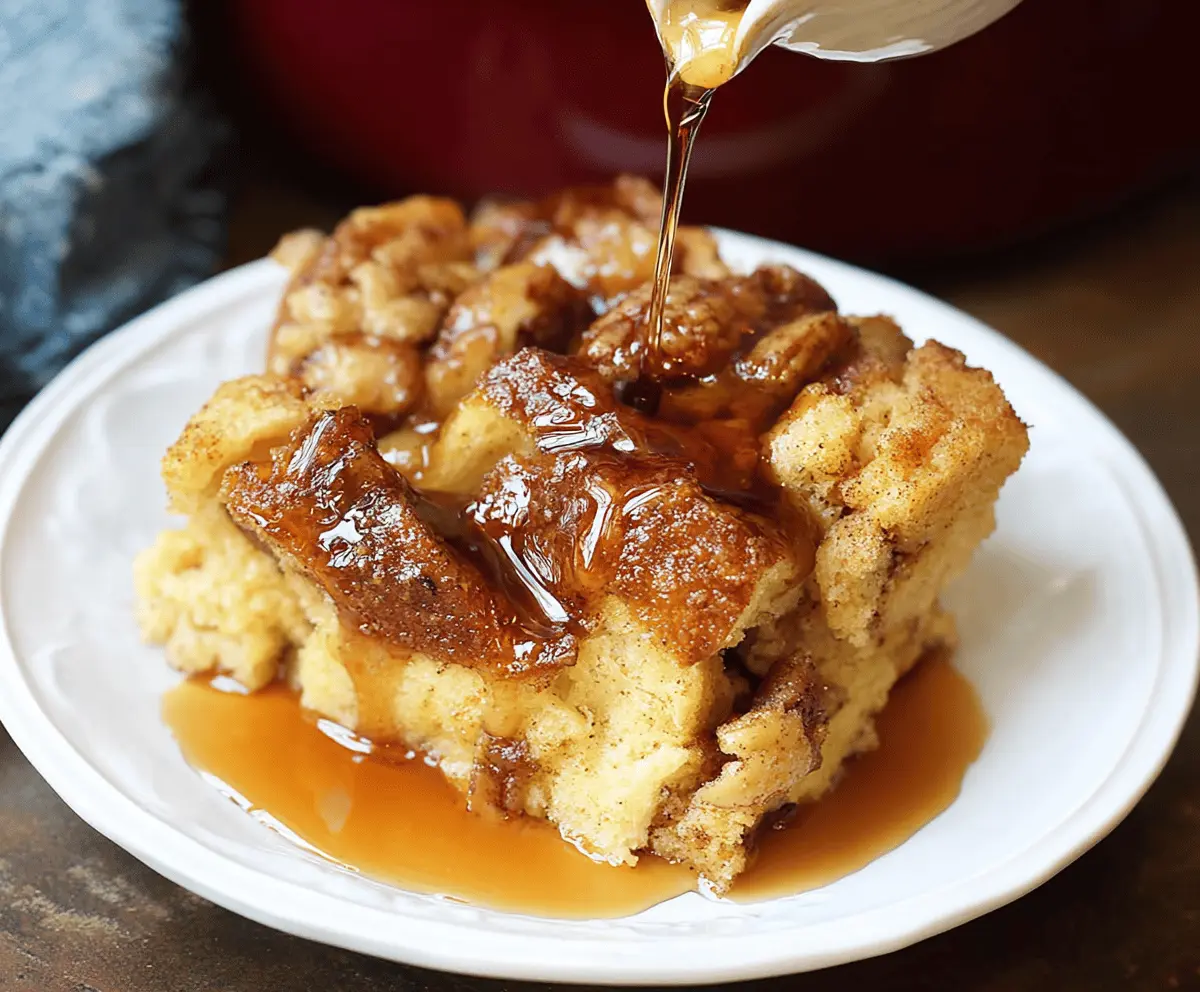 Delicious slow cooker French toast casserole topped with fresh berries and powdered sugar.