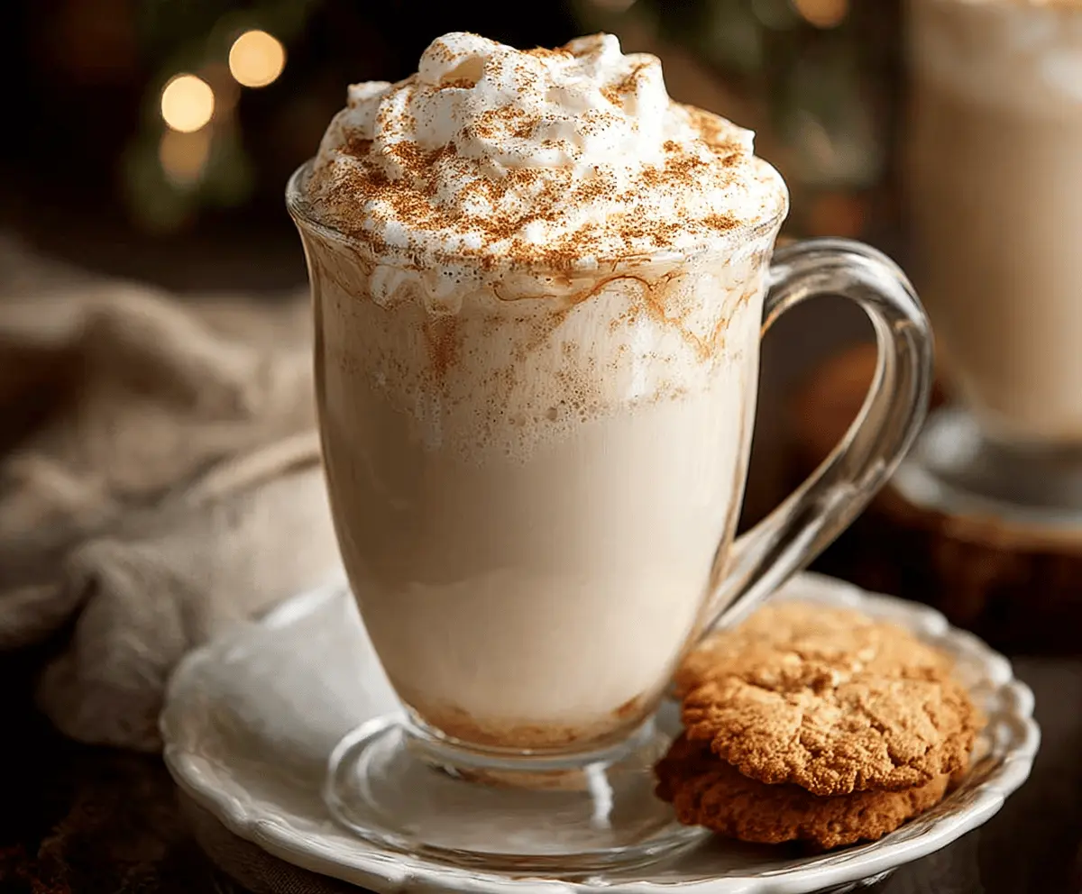 A cozy mug of Snickerdoodle Hot Chocolate topped with whipped cream and cinnamon, perfect for winter comfort.
