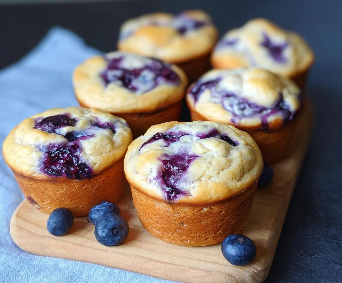 Delicious blueberry cream cheese protein muffins fresh out of the oven, perfect for a healthy breakfast or snack.