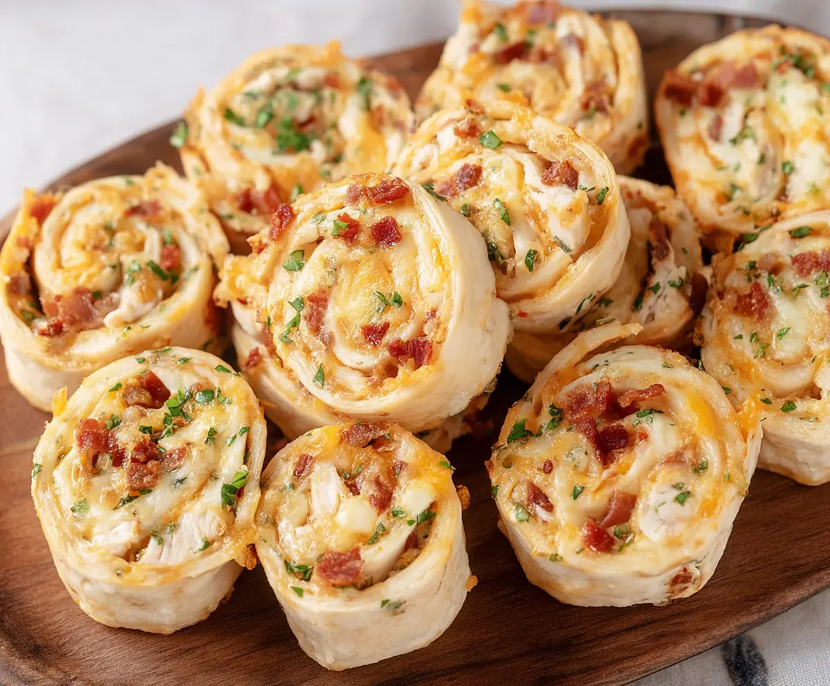 Delicious Crack Chicken Pinwheels filled with creamy, cheesy chicken mixture and crispy bacon, perfect for appetizers.