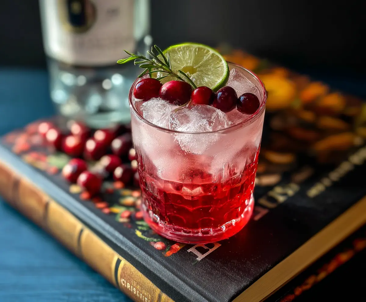 Refreshing Cranberry Gin and Tonic cocktail with fresh cranberries and lime garnish.
