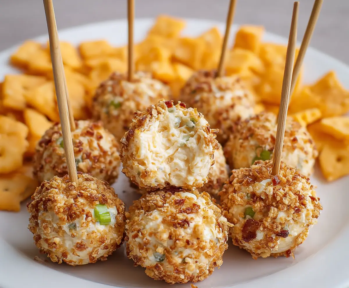 Delicious Mini Cheeseball Bites with a creamy cheese filling and crunchy exterior, perfect for appetizers or parties.