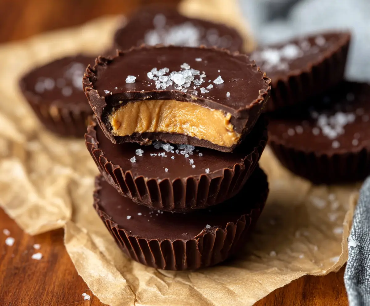 Delicious homemade peanut butter protein cups with chocolate coating, perfect for a healthy snack.