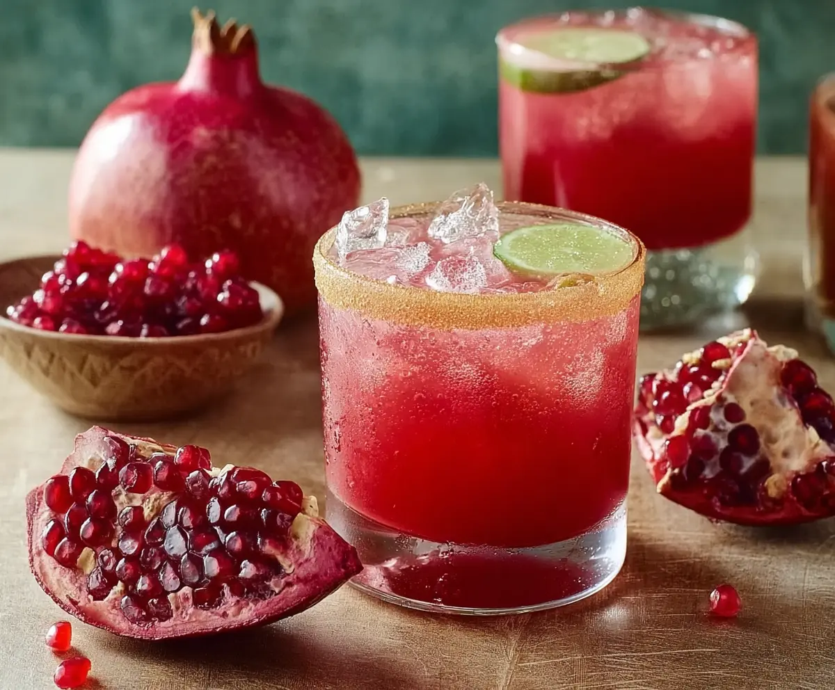 Refreshing Pomegranate Ginger Fizz cocktail with vibrant red pomegranate seeds and ginger garnish on a clear glass.
