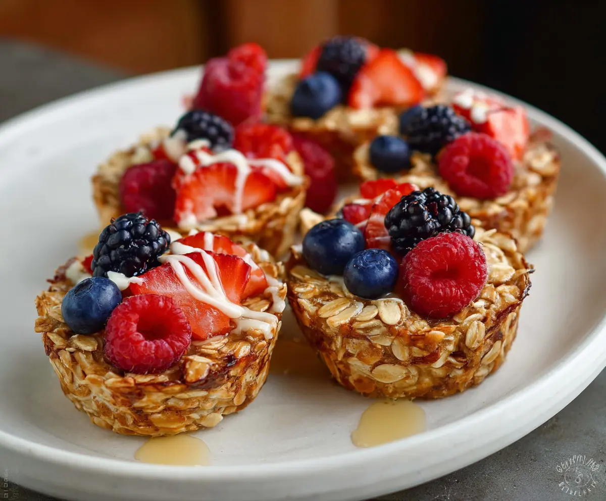 Delicious baked oatmeal cups with fresh fruit and nuts for a healthy breakfast option