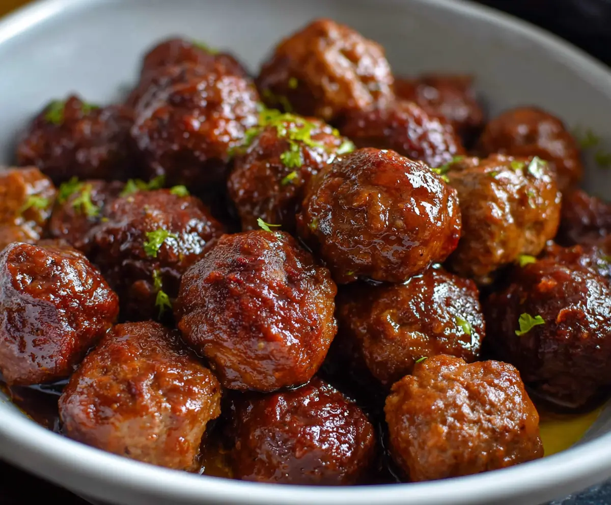 Delicious crockpot Mississippi meatballs served in a bowl, perfect for party appetizers or family dinners.