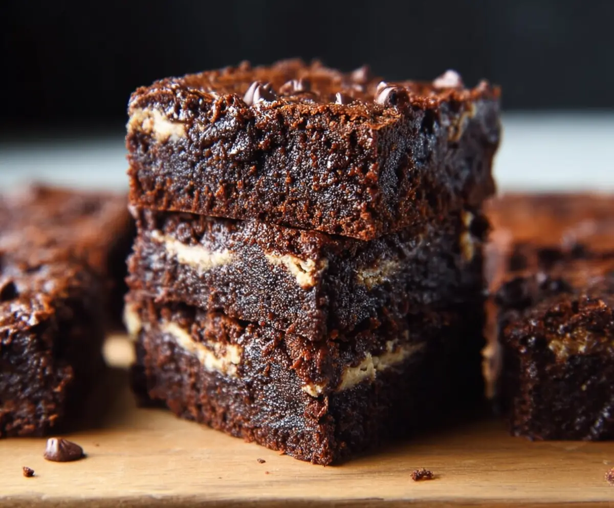 Delicious homemade Cottage Cheese Brownies with a rich chocolatey texture and creamy topping
