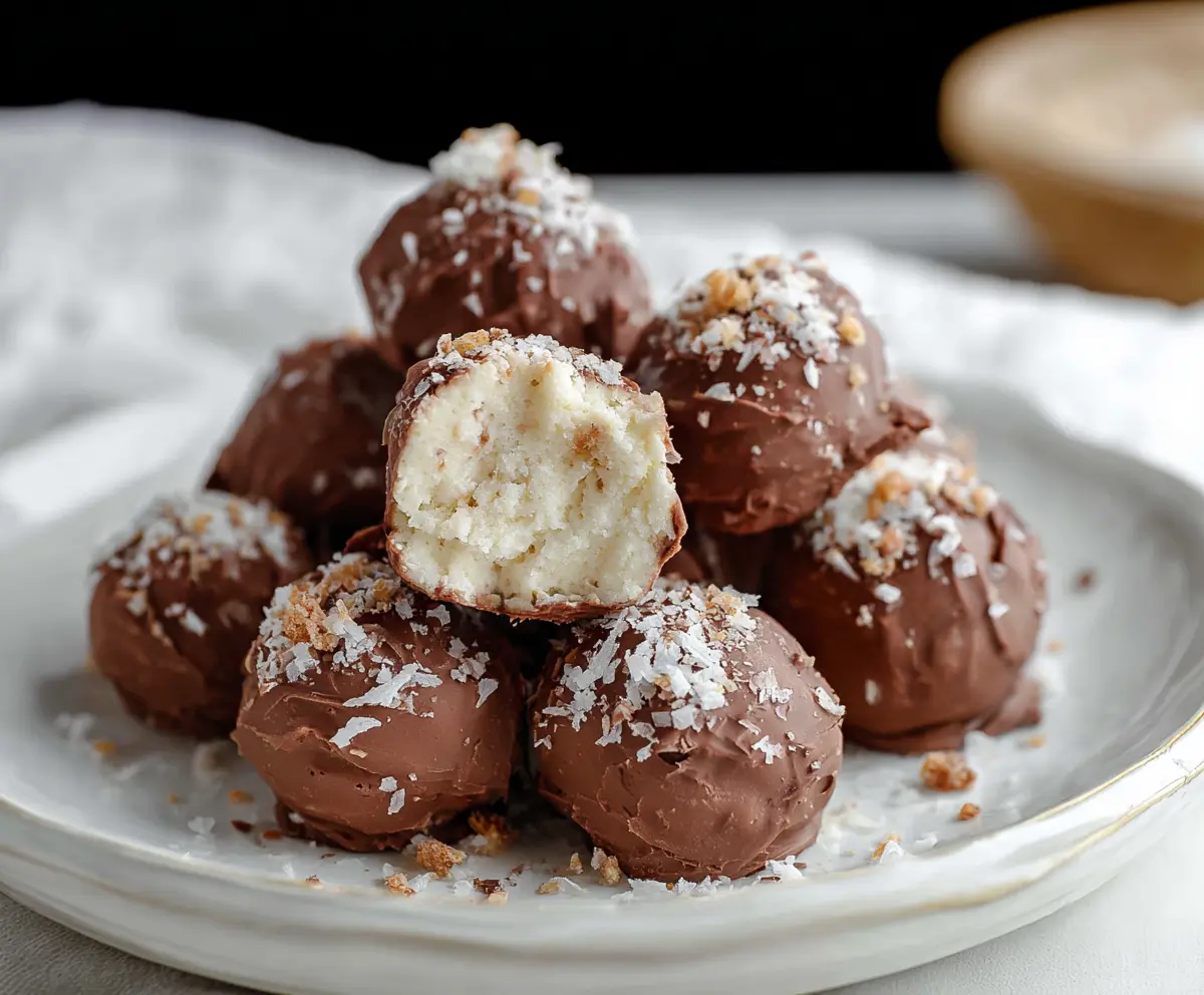 Delicious cottage cheese truffles garnished with herbs on a white plate, perfect for healthy snacks.
