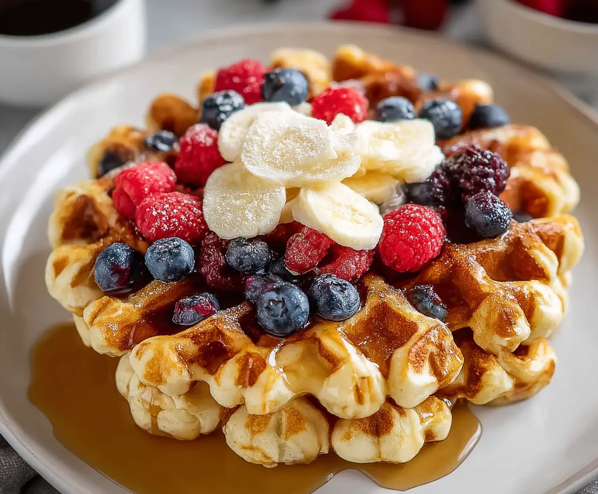 Delicious homemade cottage cheese waffles served with fresh fruit toppings