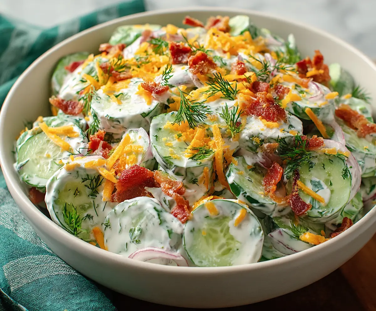 Fresh Cucumber Ranch Crack Salad with crisp vegetables and creamy dressing