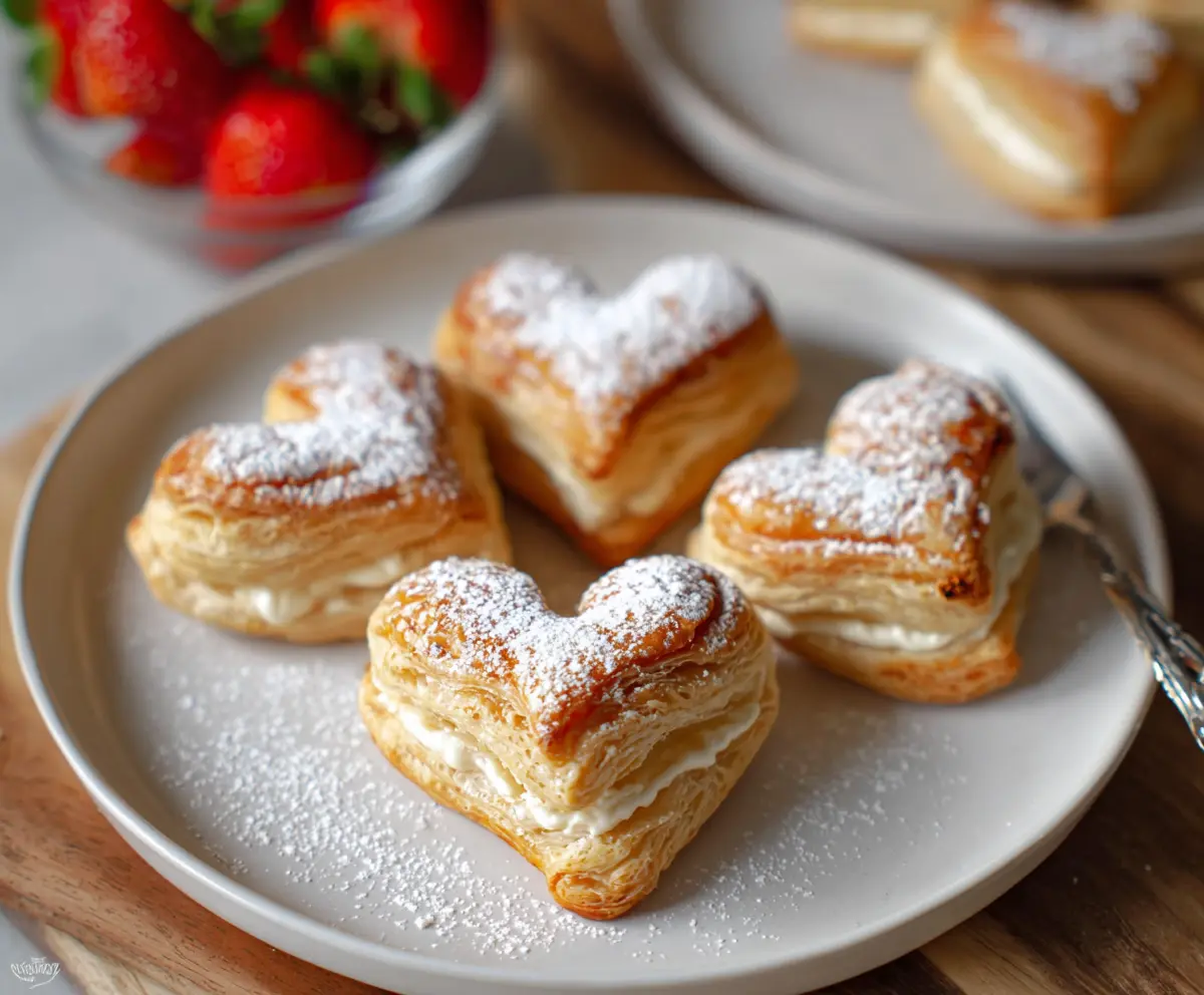 Delicious homemade puff pastry hearts filled with sweet or savory ingredients.
