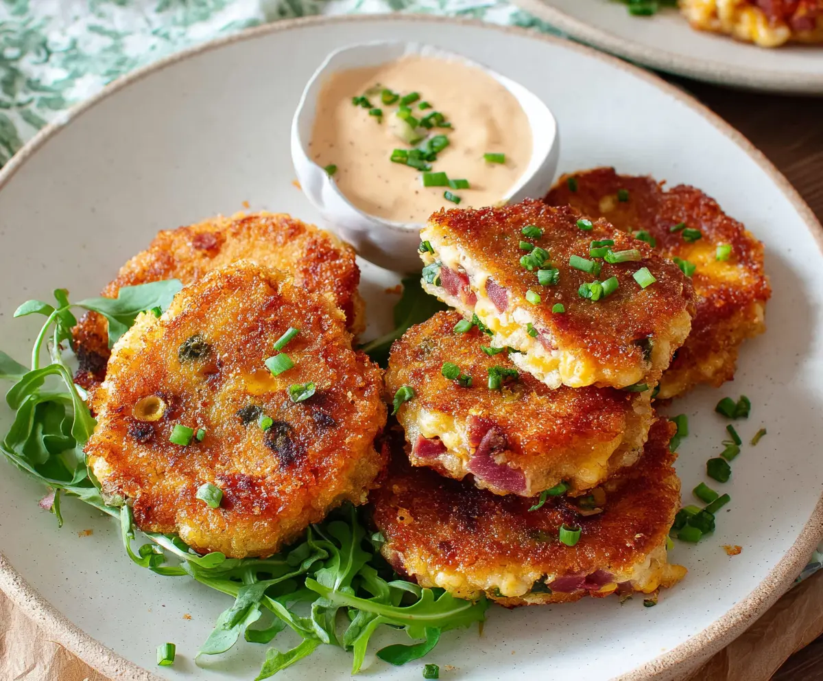 Delicious crispy corned beef fritters served with fresh herbs and a dipping sauce