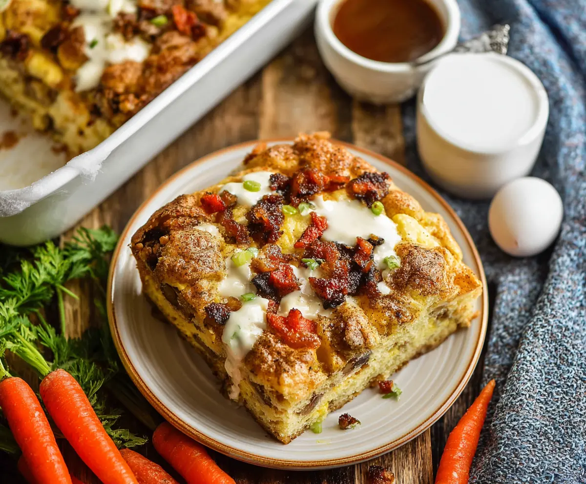 Delicious Easter Breakfast Bake with eggs, cheese, and fresh herbs for a festive morning meal