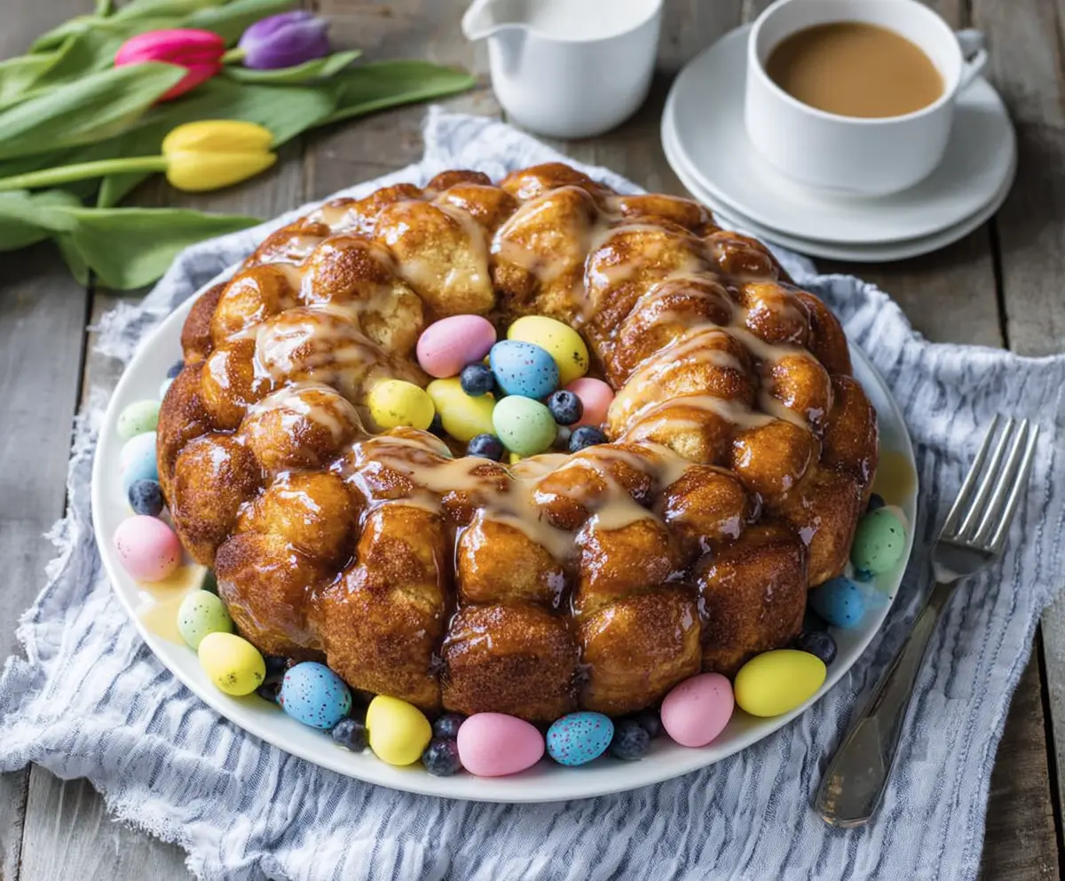 Delicious Easter Brunch Monkey Bread with sweet glaze and flaky layers, perfect for celebrating spring gatherings