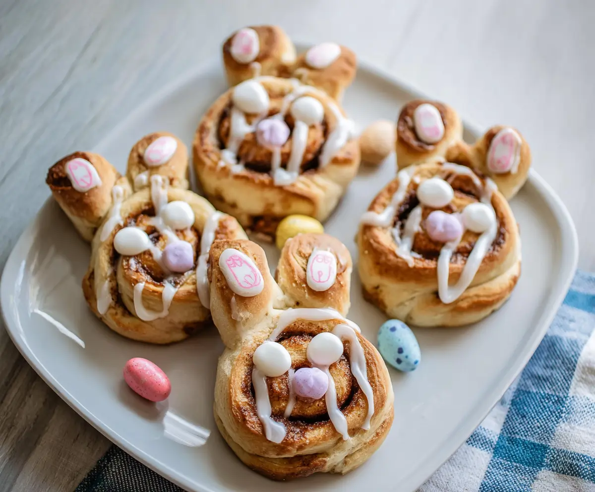 Delicious Easter Bunny Cinnamon Rolls with festive icing for Easter celebration