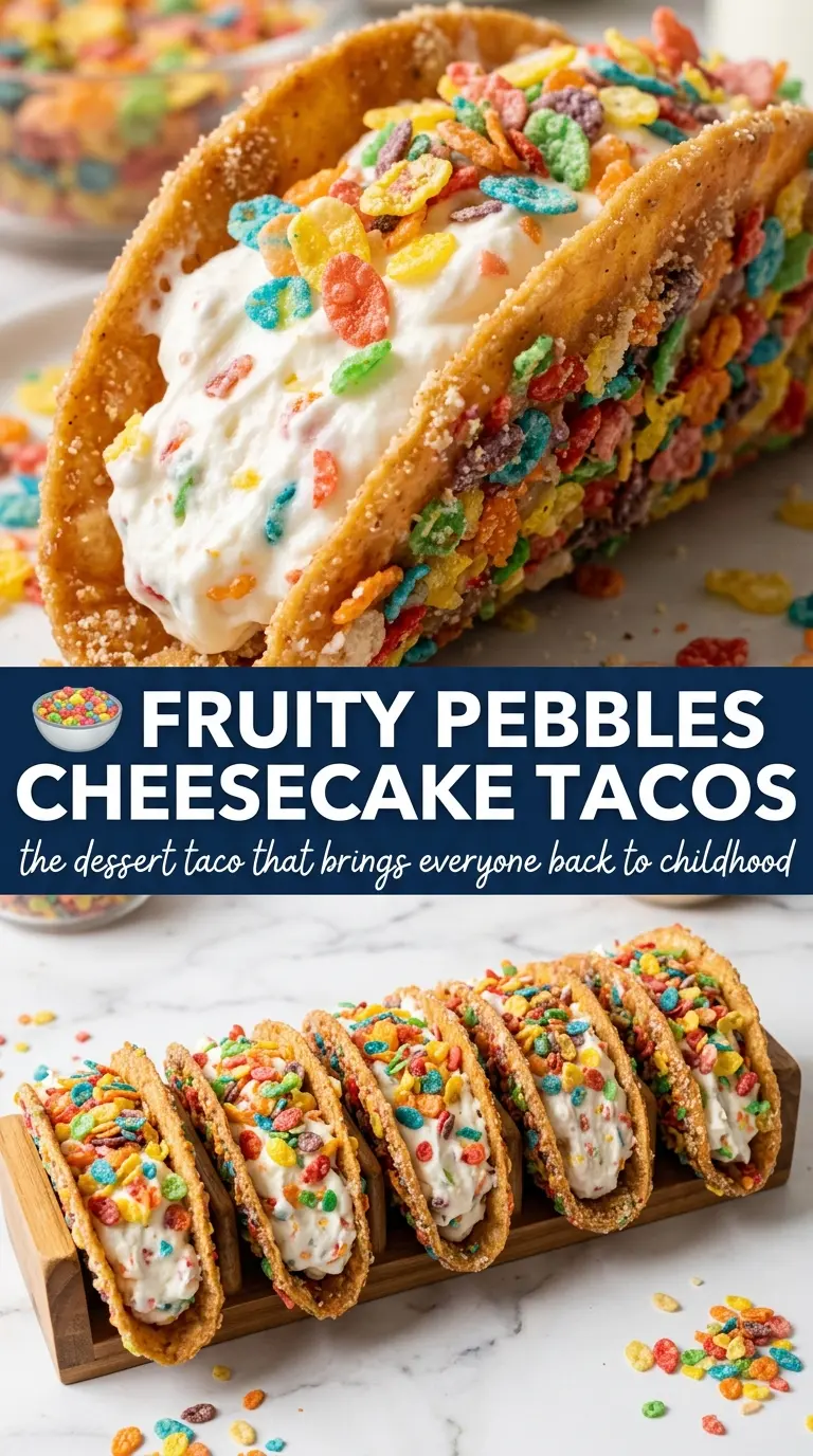 Fruity Pebbles Cheesecake Tacos colorful creamy dessert