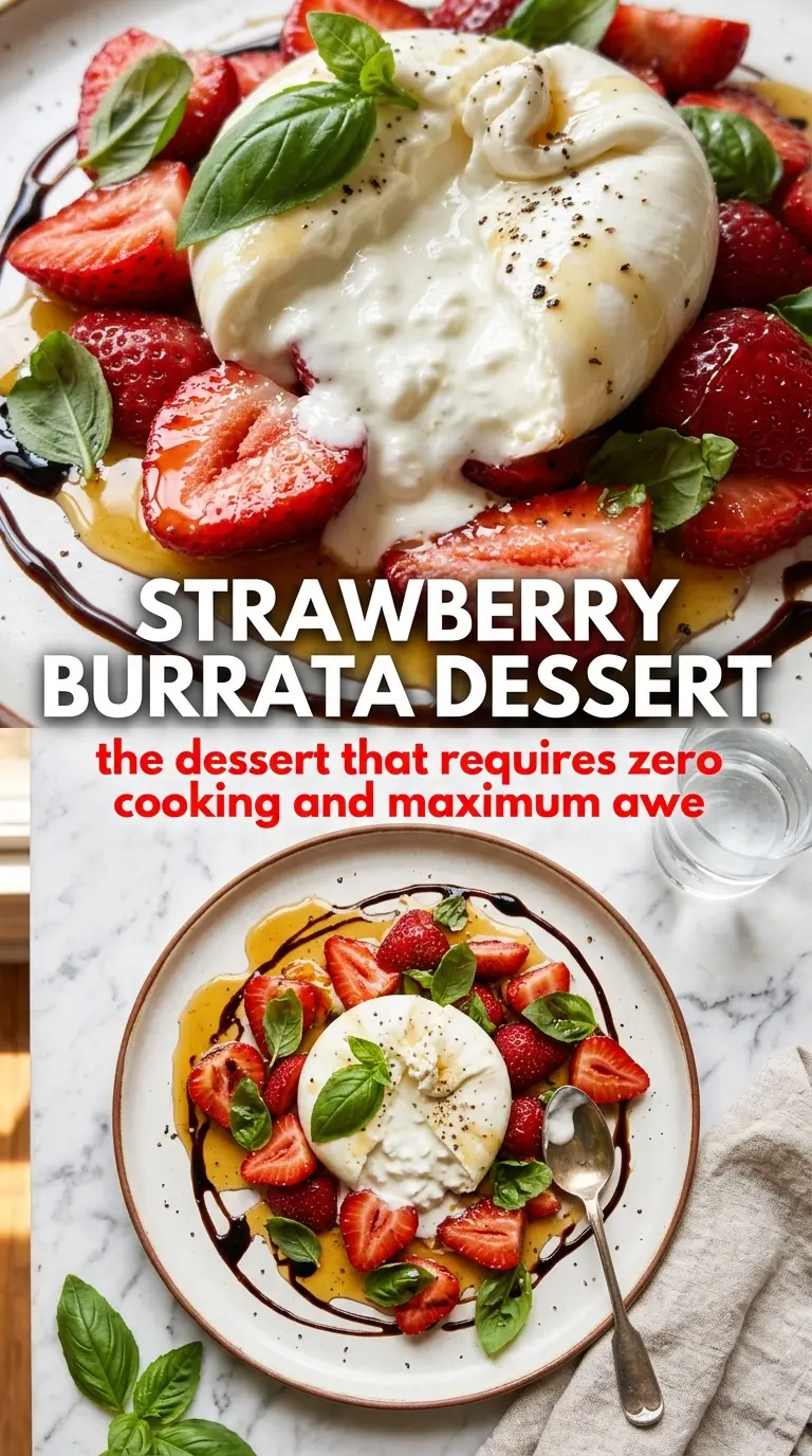 Strawberry Burrata Dessert creamy strawberries basil