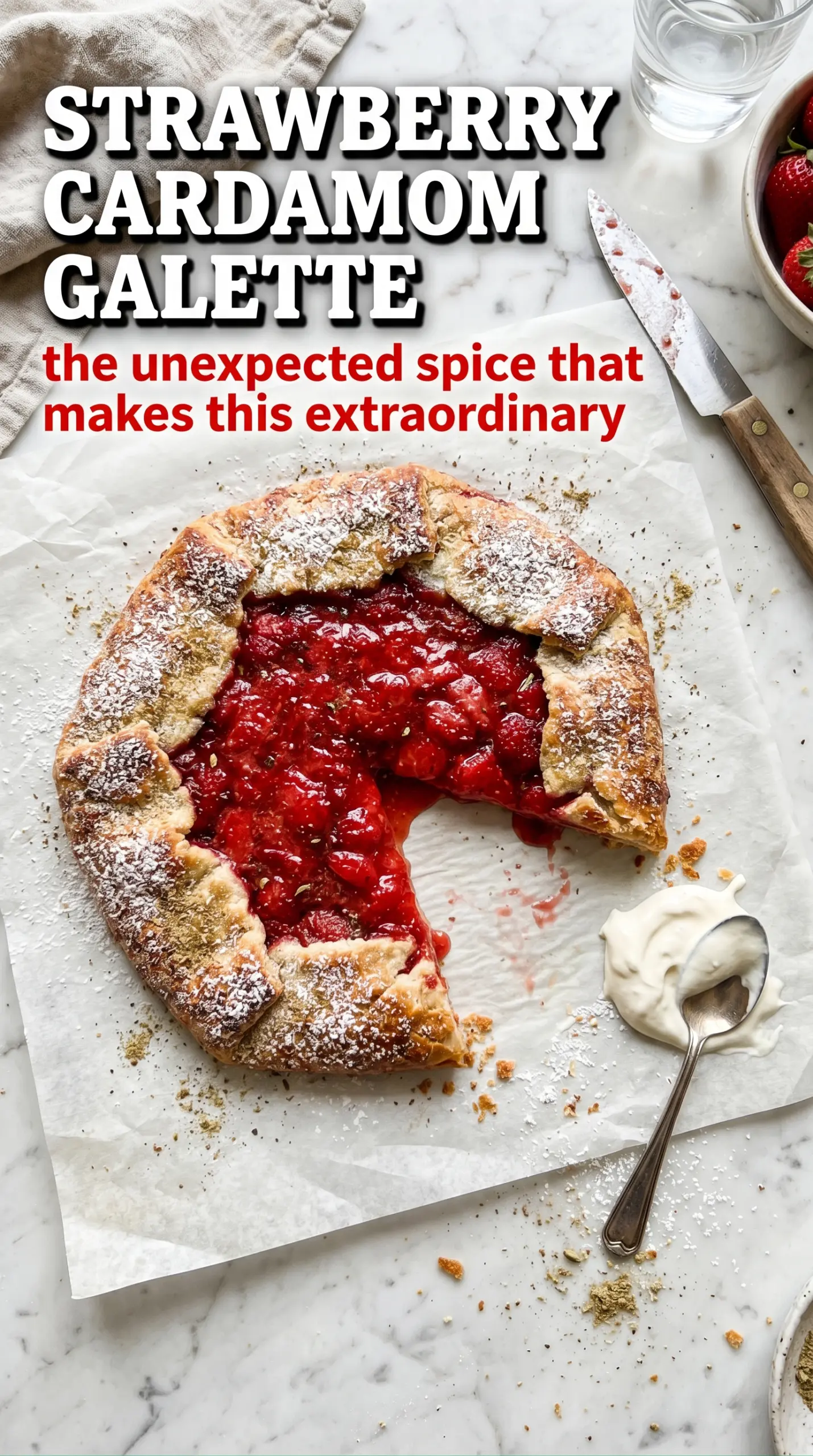 Strawberry Cardamom Galette rustic pastry juicy fruit