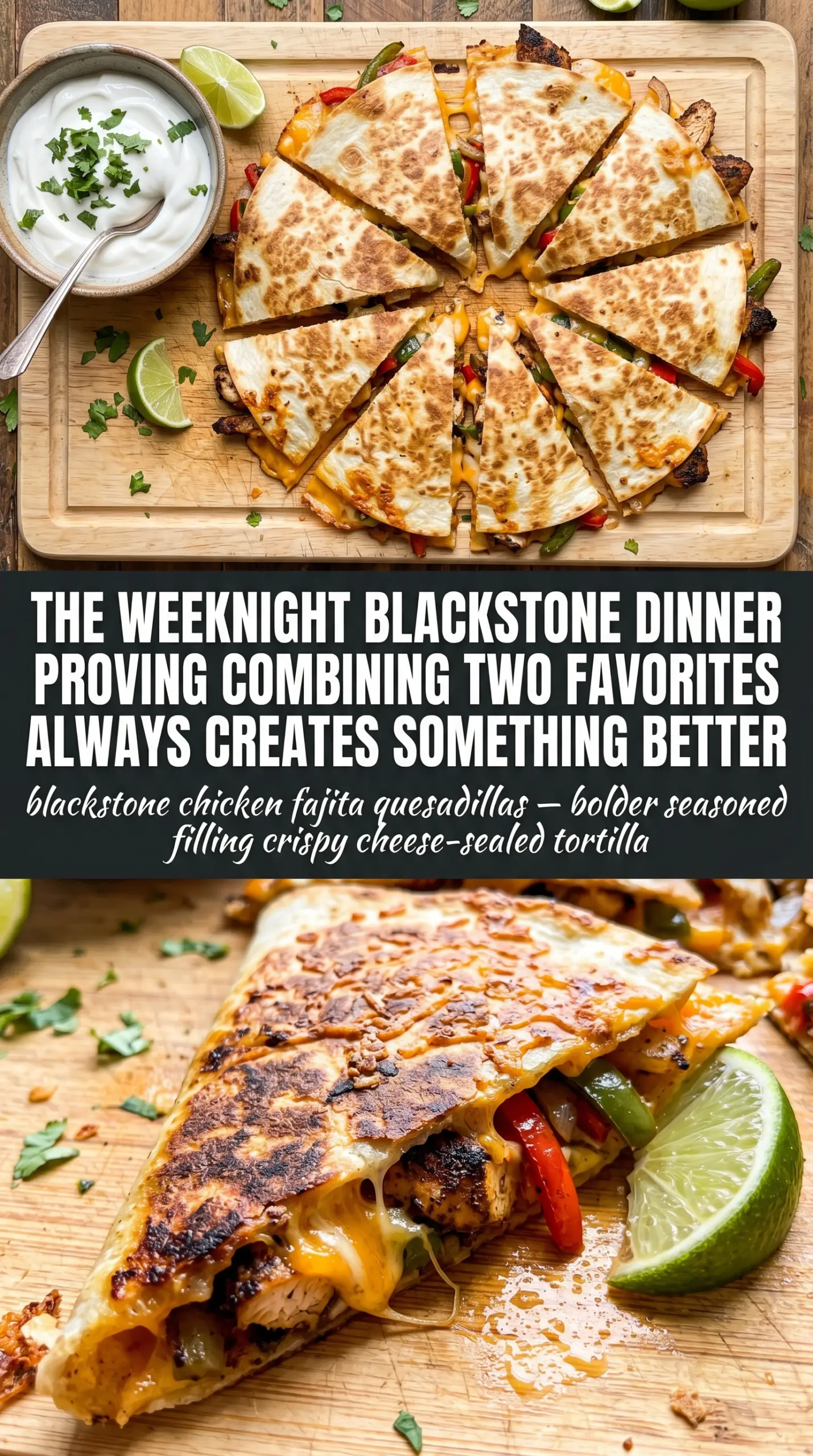 Blackstone Chicken Fajita Quesadillas colorful cheesy