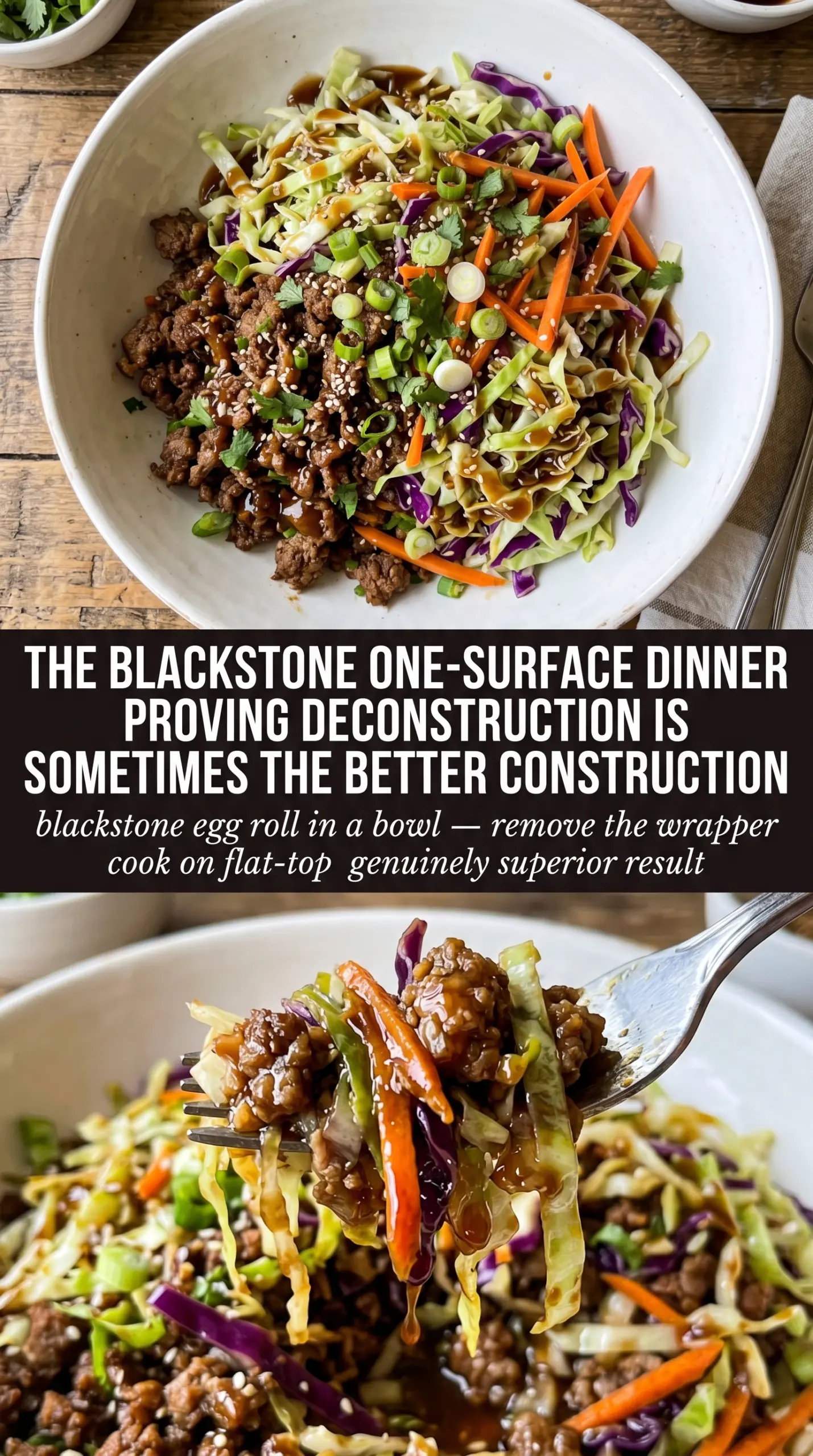 Blackstone Egg Roll in a Bowl colorful griddle stir fry