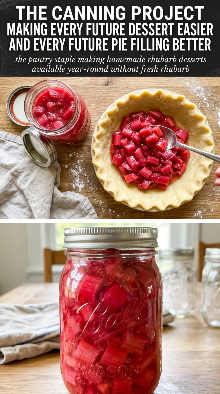 Canning Rhubarb Pie Filling thick pink glossy