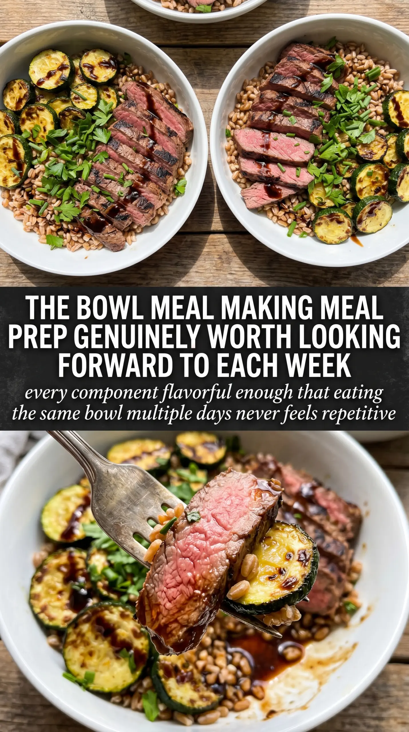 cozy grilled steak bowl with zucchini cooked grilled