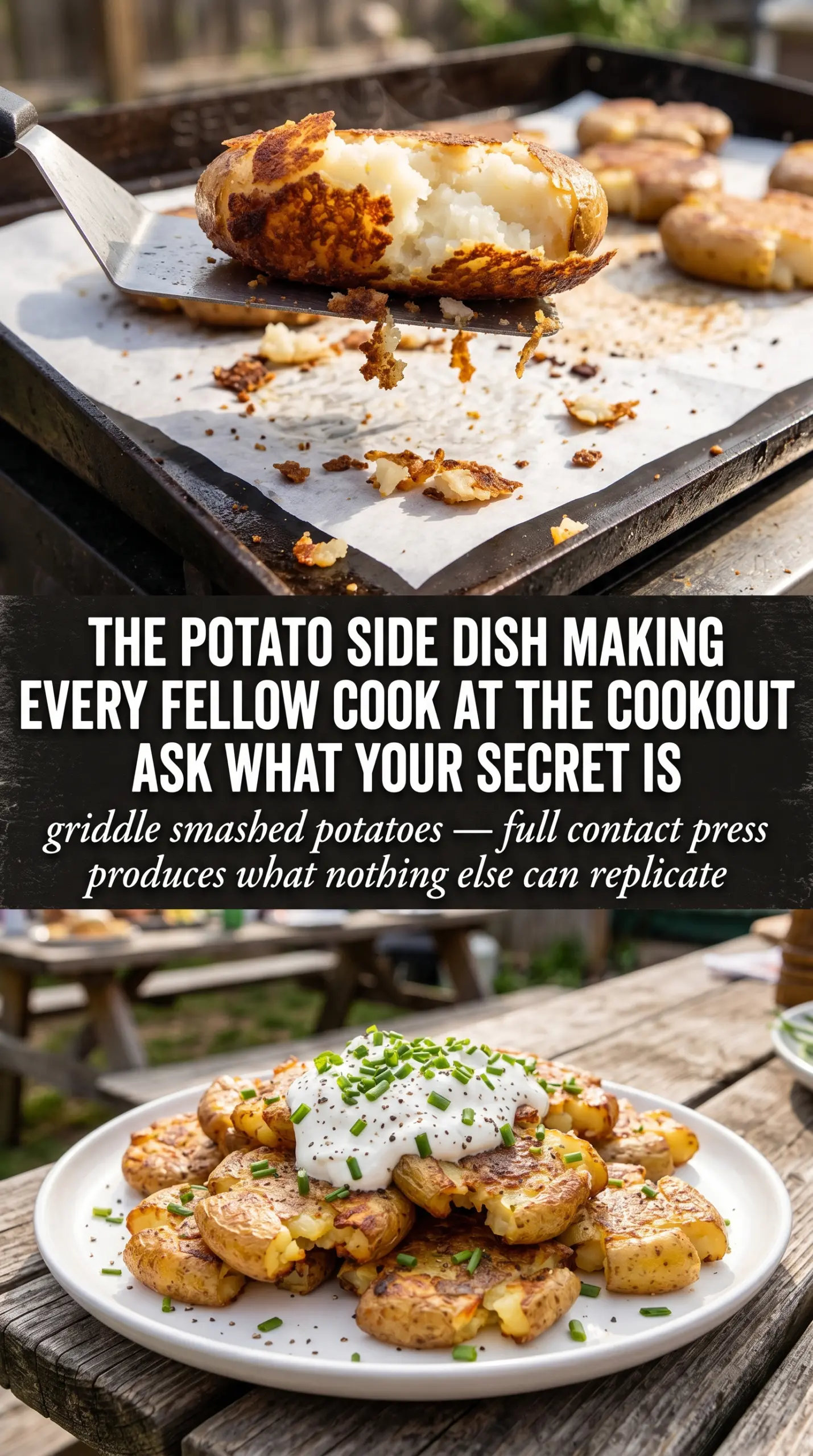 Griddle Smashed Potatoes crispy loaded