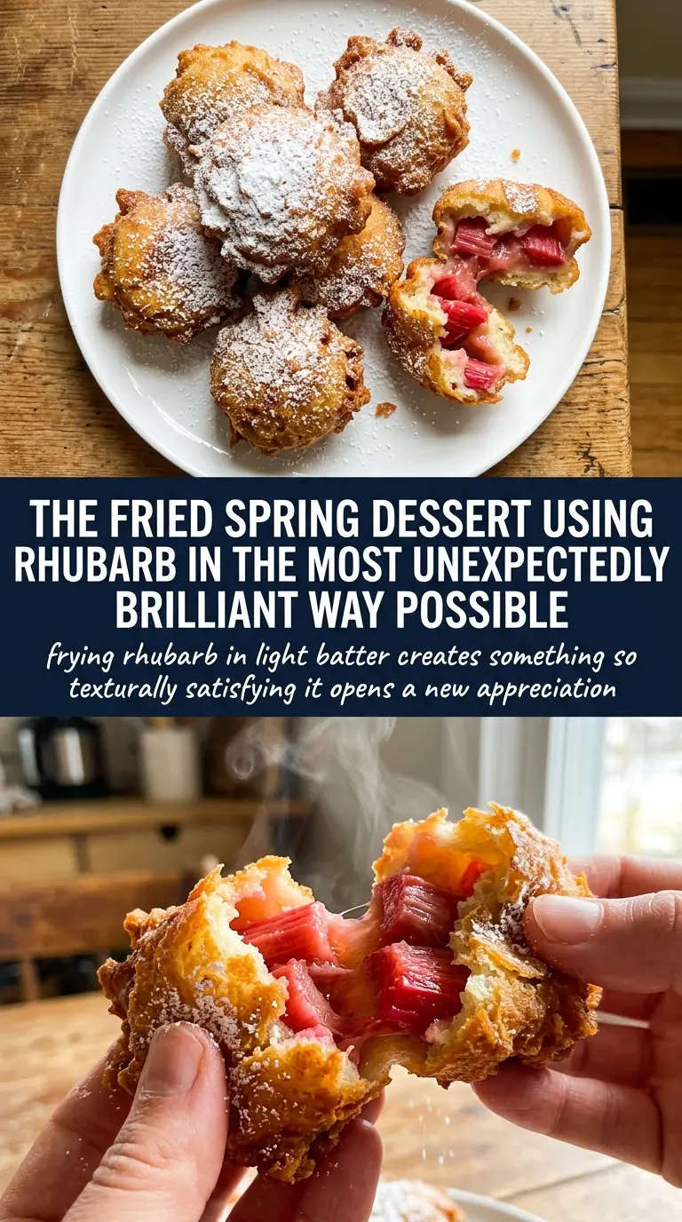 Rhubarb Fritters crispy cinnamon sugar