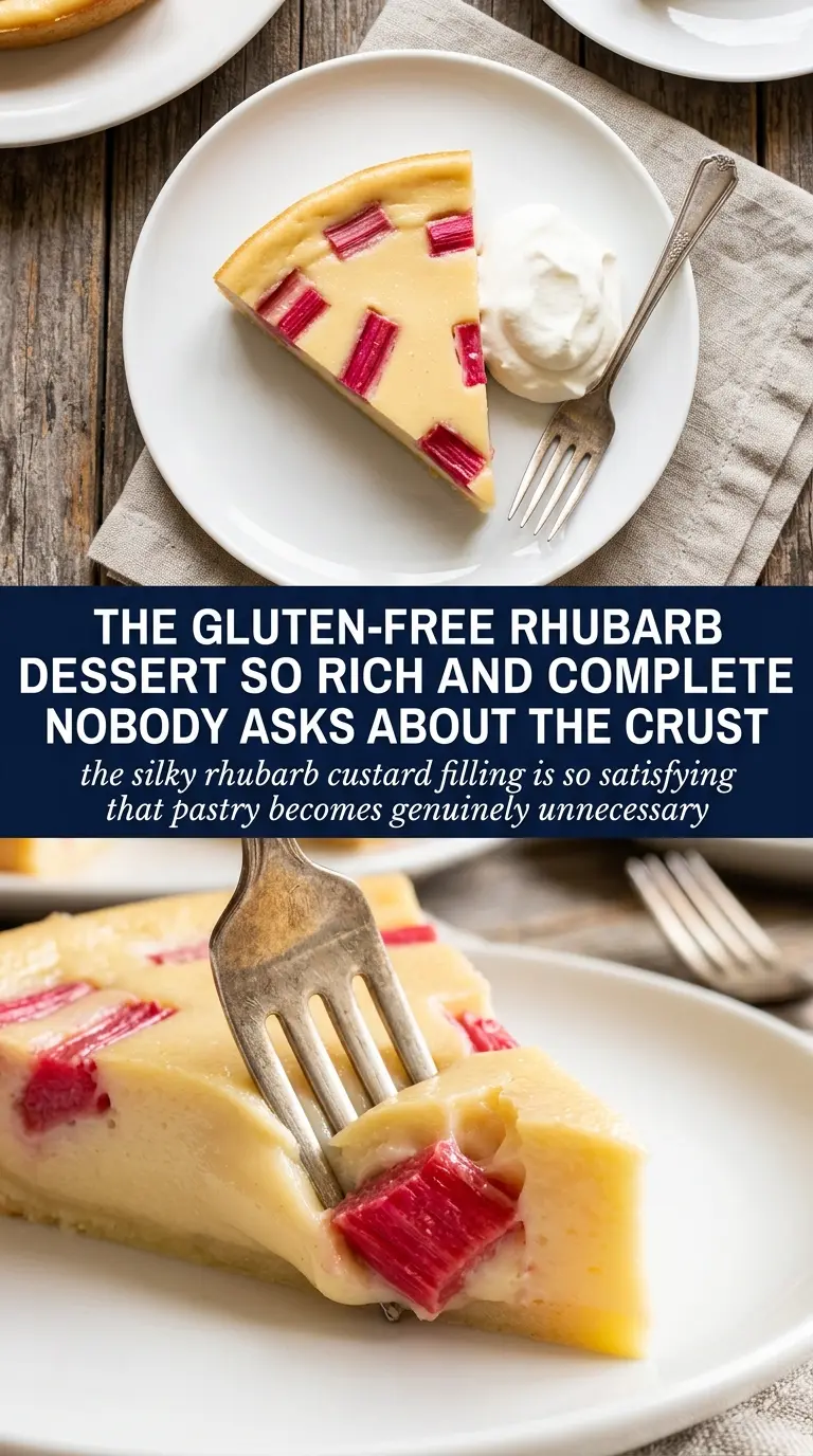 Easy Crustless Rhubarb Custard Pie creamy rhubarb custard golden