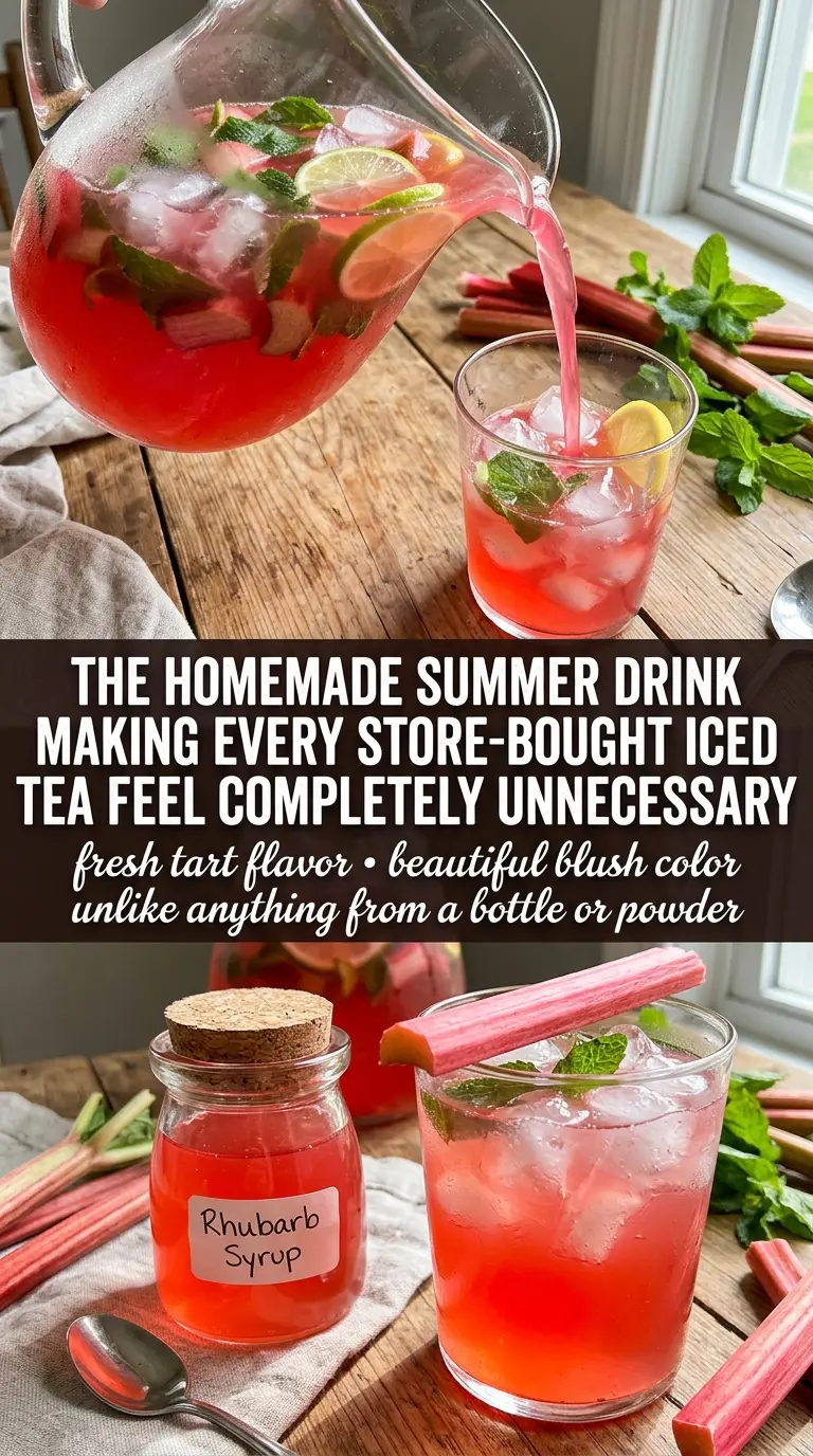 Grandma's Iced Rhubarb Tea pink-tinted refreshing