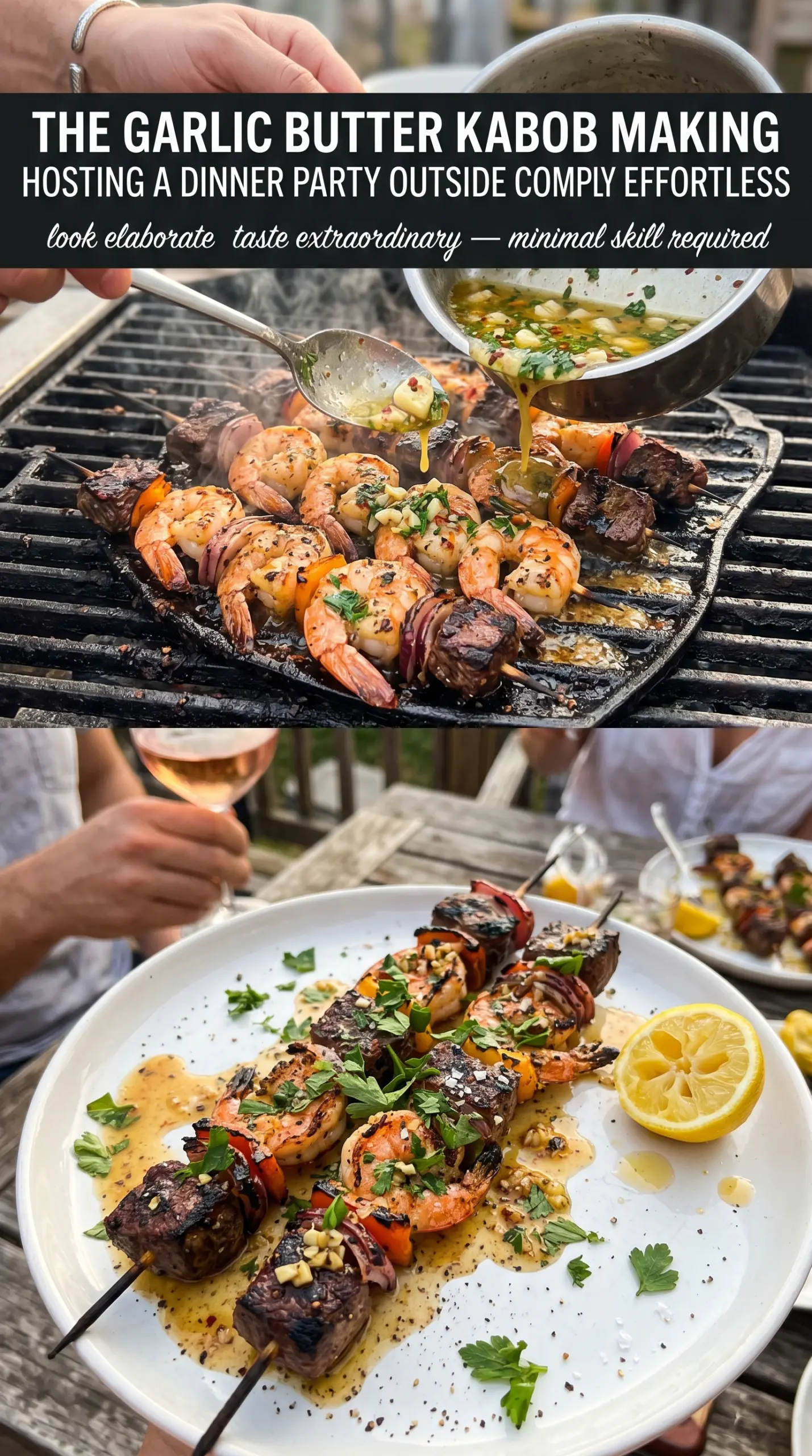 Grilled Garlic Butter Steak and Shrimp Kabobs juicy garlicky skewers