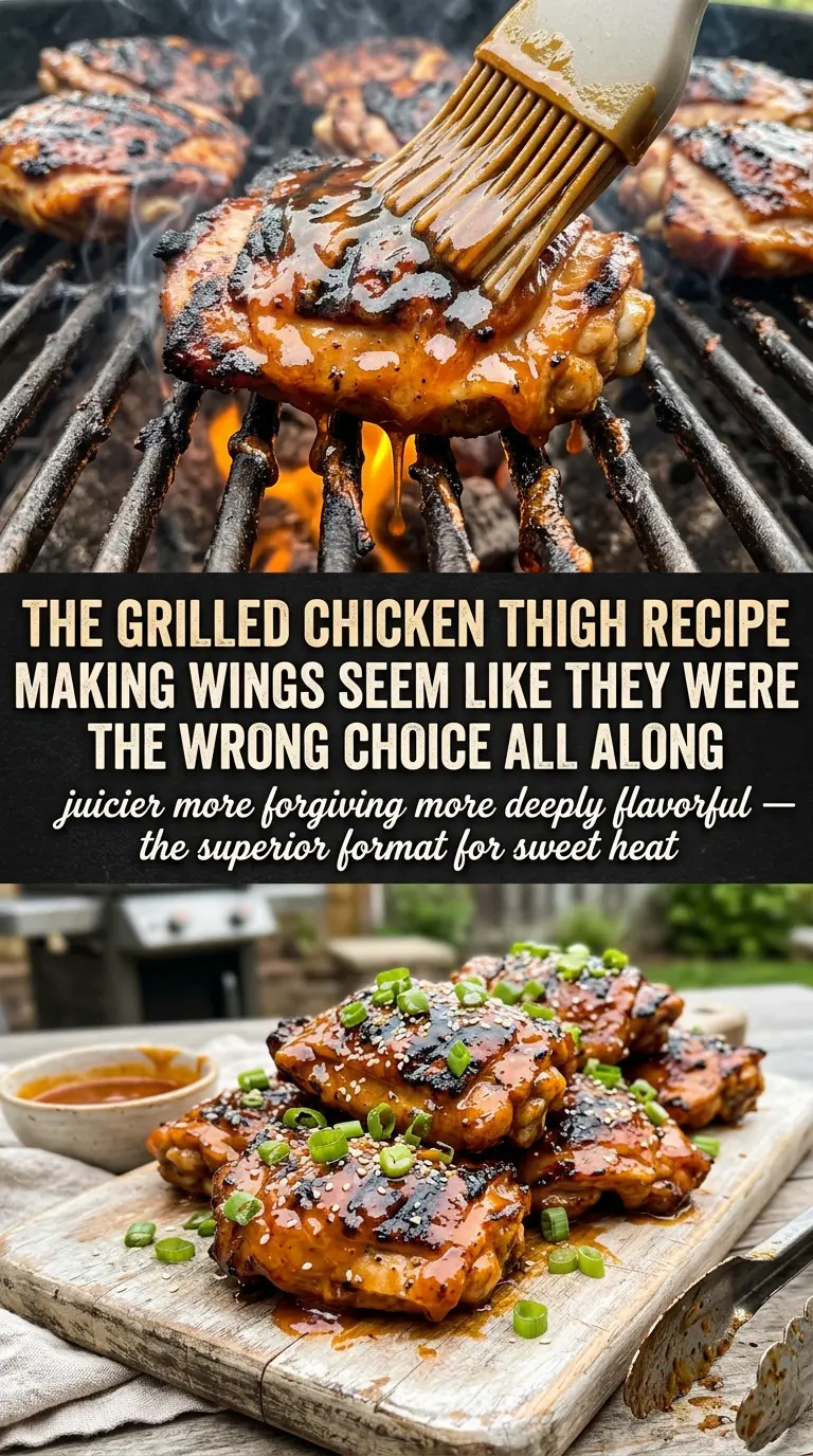 Grilled Honey Buffalo Chicken Thighs sticky spicy sweet