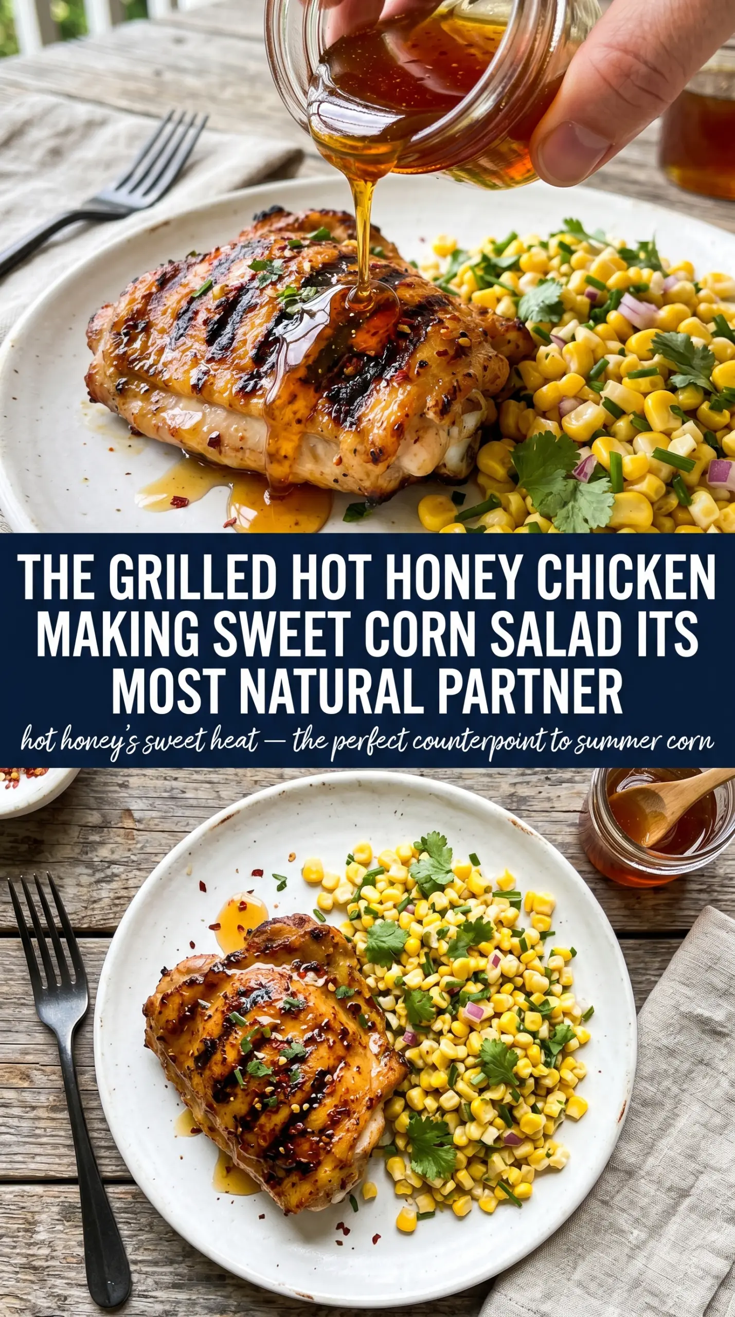grilled hot honey chicken with sweet corn salad cooked grilled