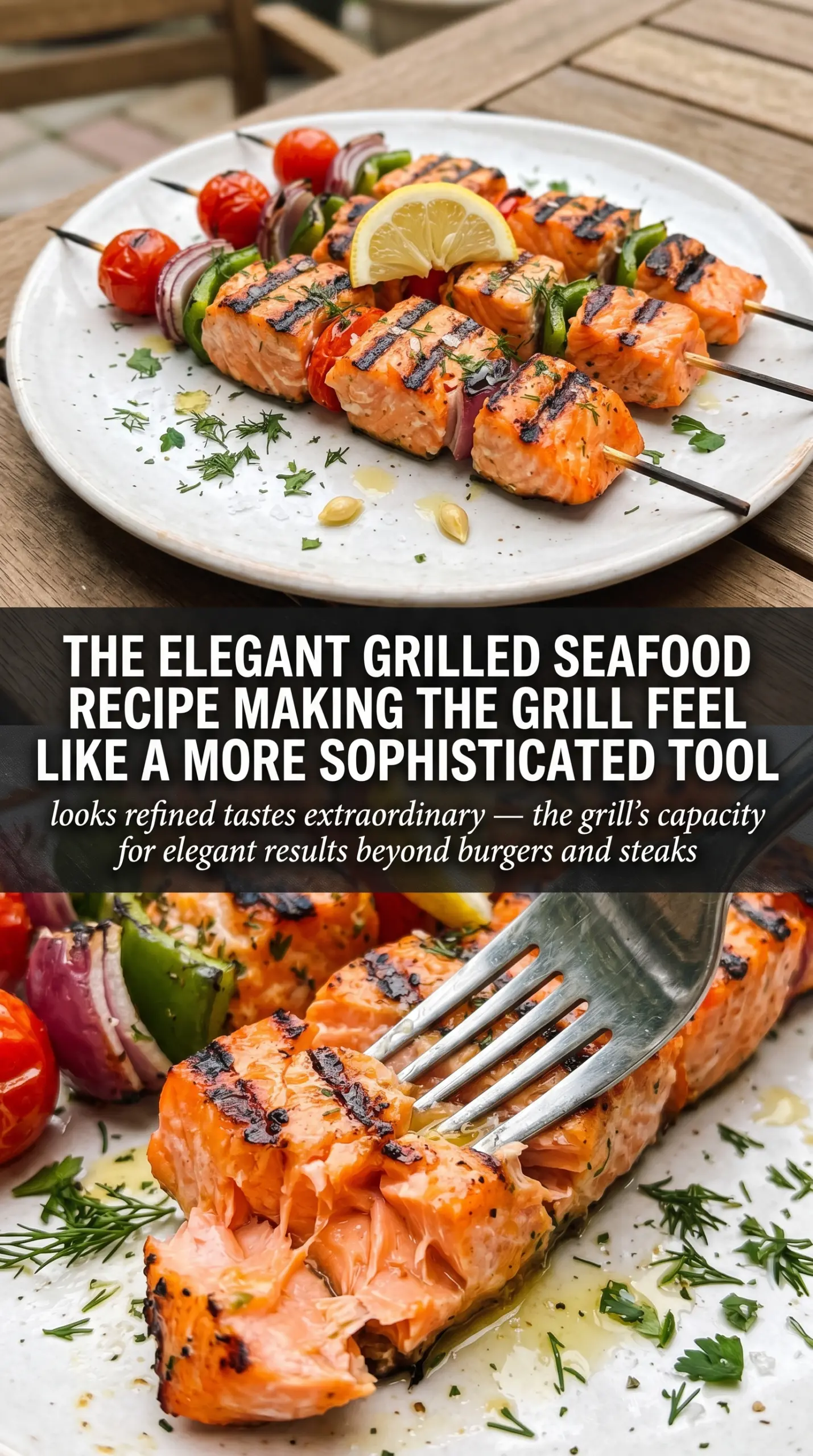 Grilled Salmon Kebabs lemon herb colorful