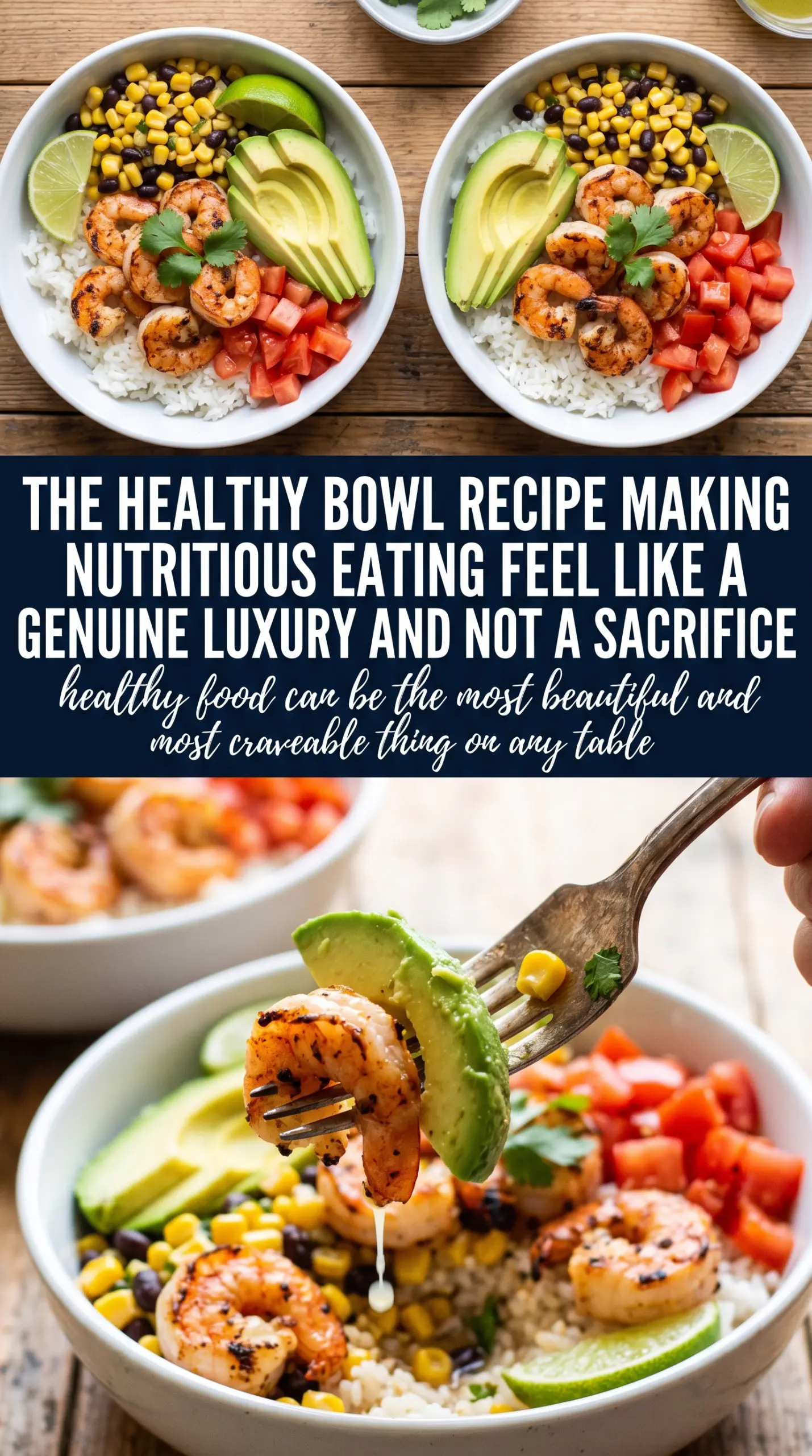 Grilled Shrimp Bowl with Avocado and Corn Salsa colorful fresh smoky