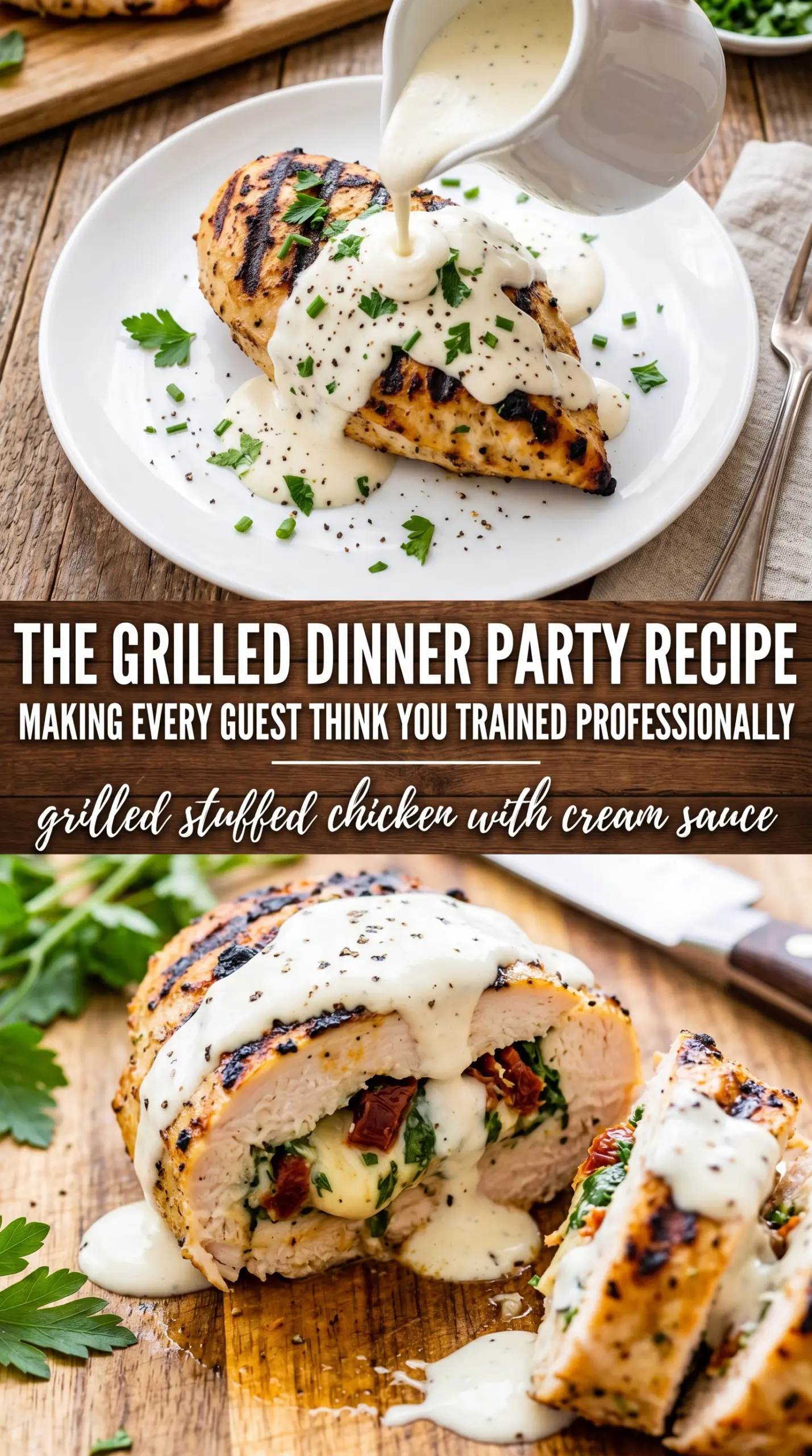 Grilled Stuffed Chicken with Cream Sauce stuffed chicken creamy grilled