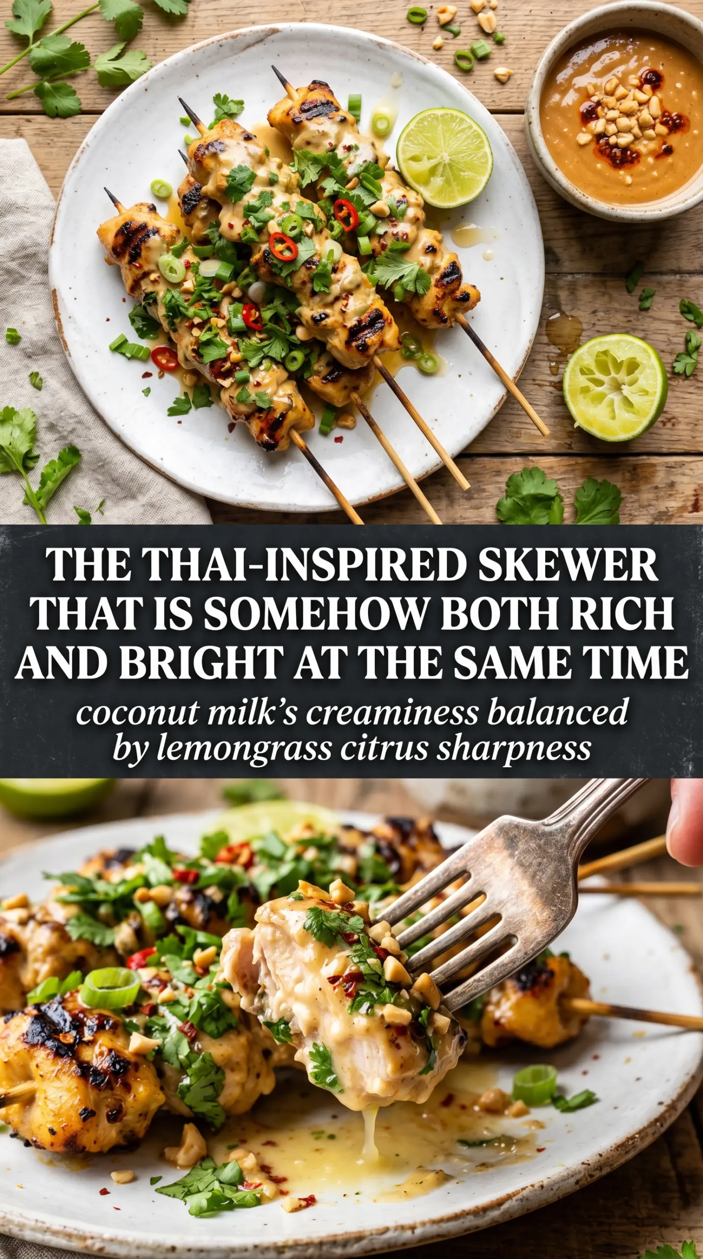 Grilled Thai Coconut Chicken Skewers coconut lemongrass charred