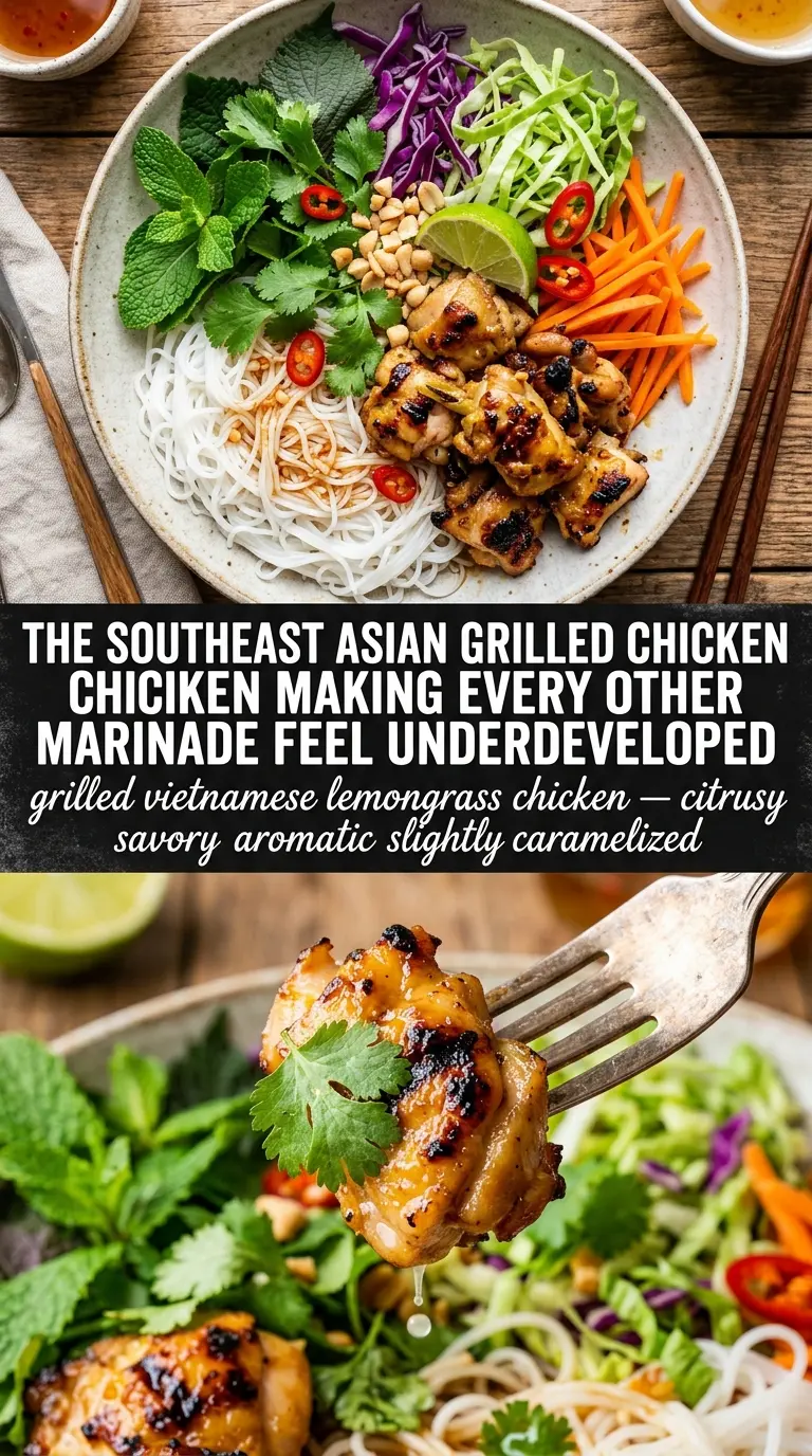 Grilled Vietnamese Lemongrass Chicken charred aromatic