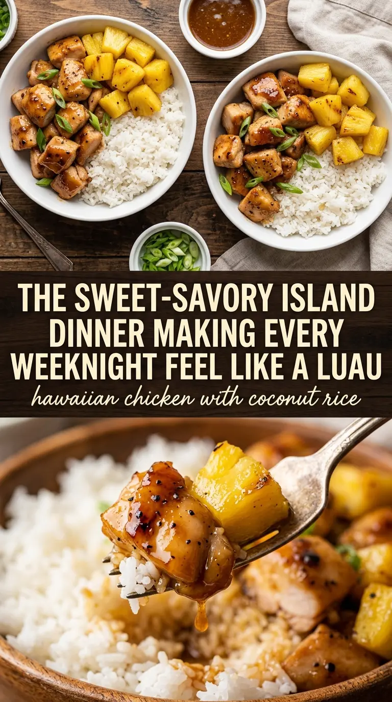 Hawaiian Chicken with Coconut Rice, tropical grilled chicken, creamy rice