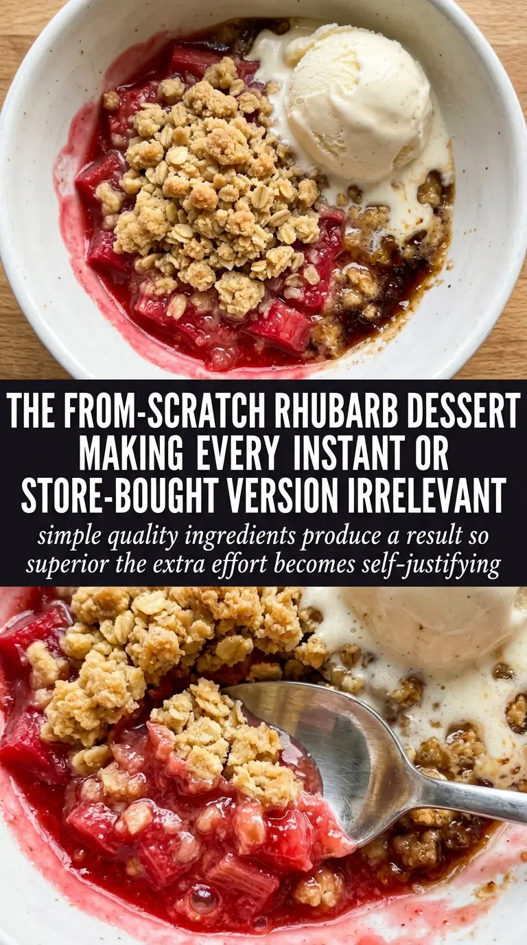 Homemade Rhubarb Crunch buttery oat topping