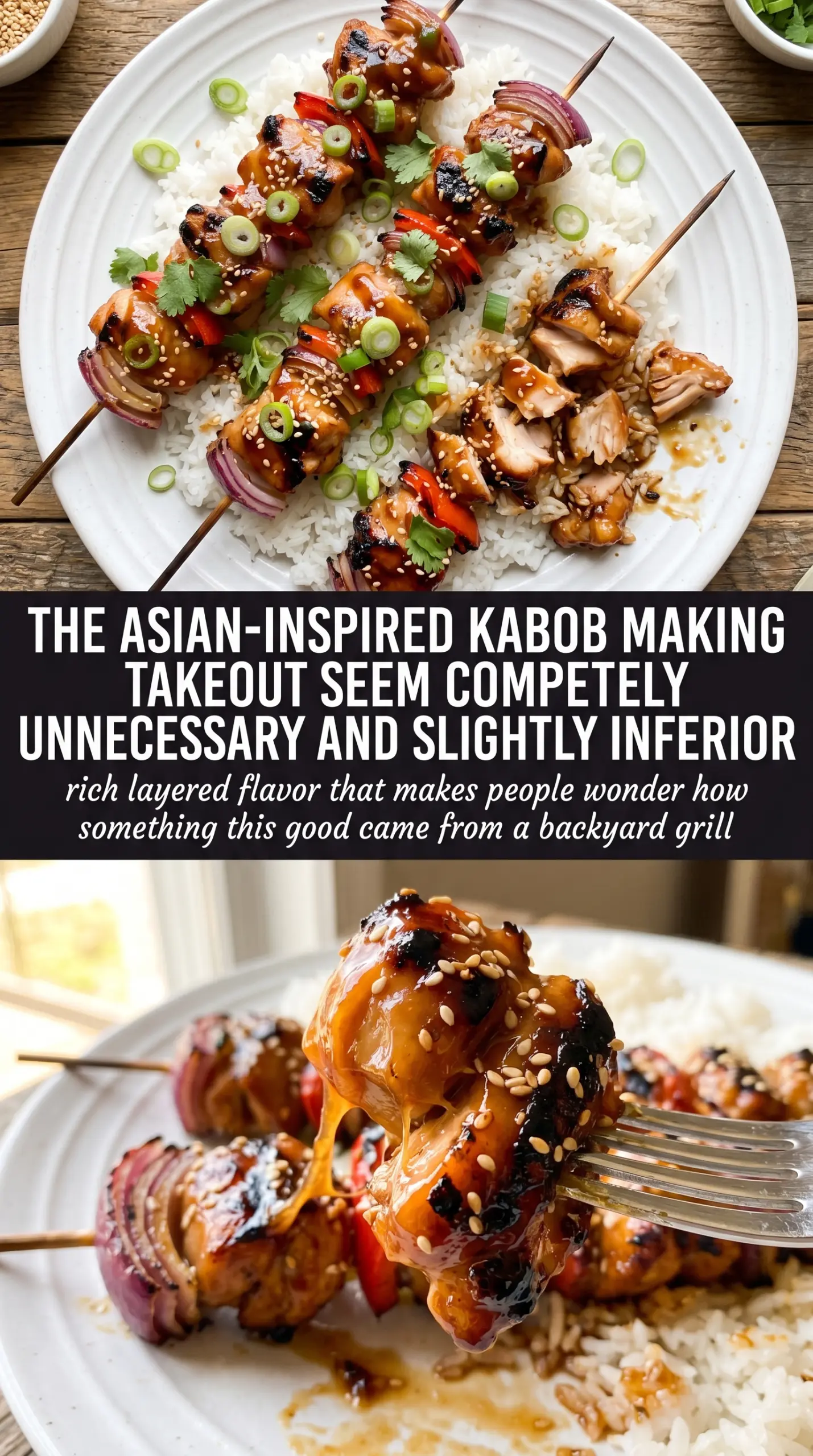 Honey Garlic Asian Chicken Kabobs glossy grilled skewers