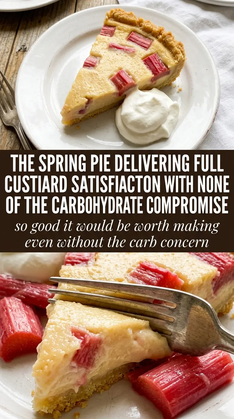 keto rhubarb custard pie cooked tender