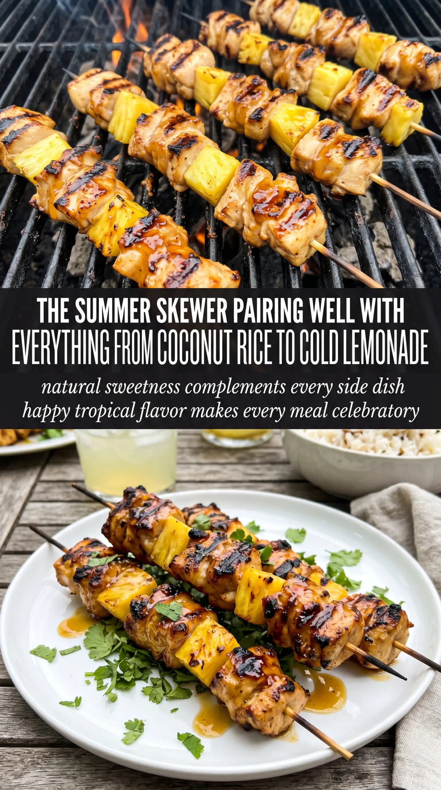 Pineapple Chicken Kabobs tropical skewers caramelized glaze