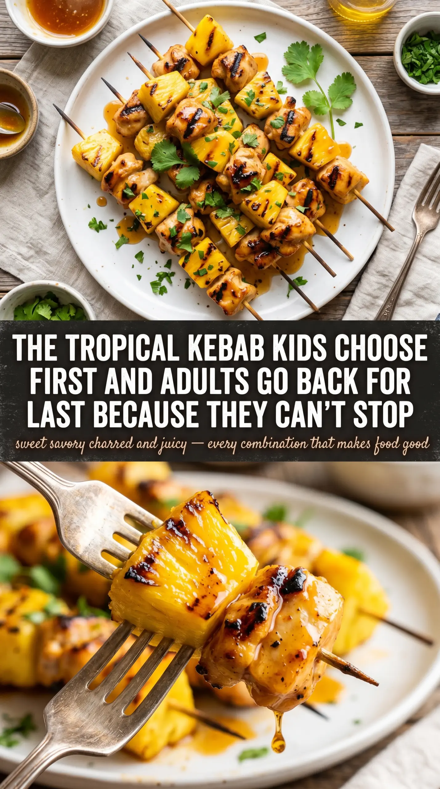 pineapple chicken kebabs cooked tender