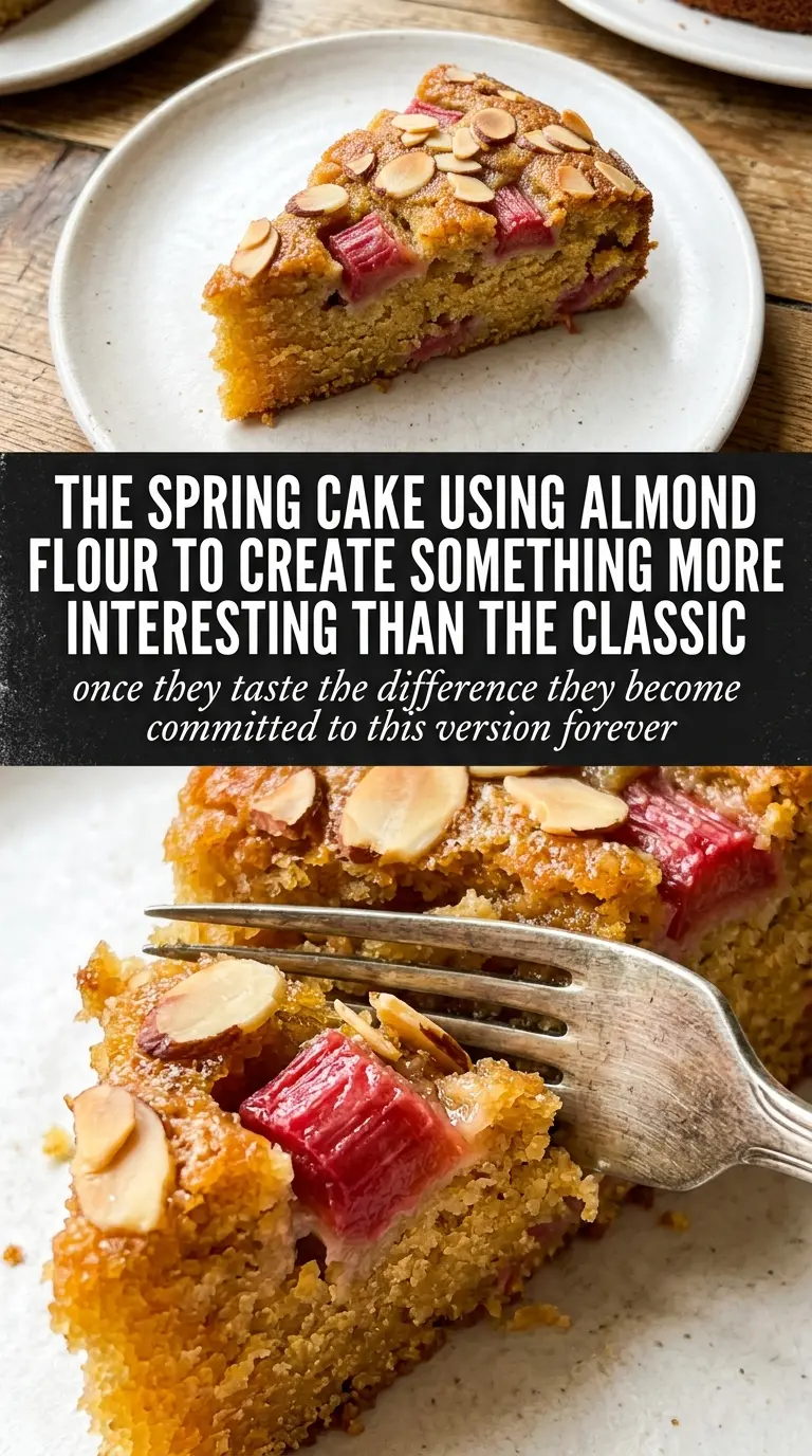Rhubarb-Almond Cake, pink rhubarb, almond crumb