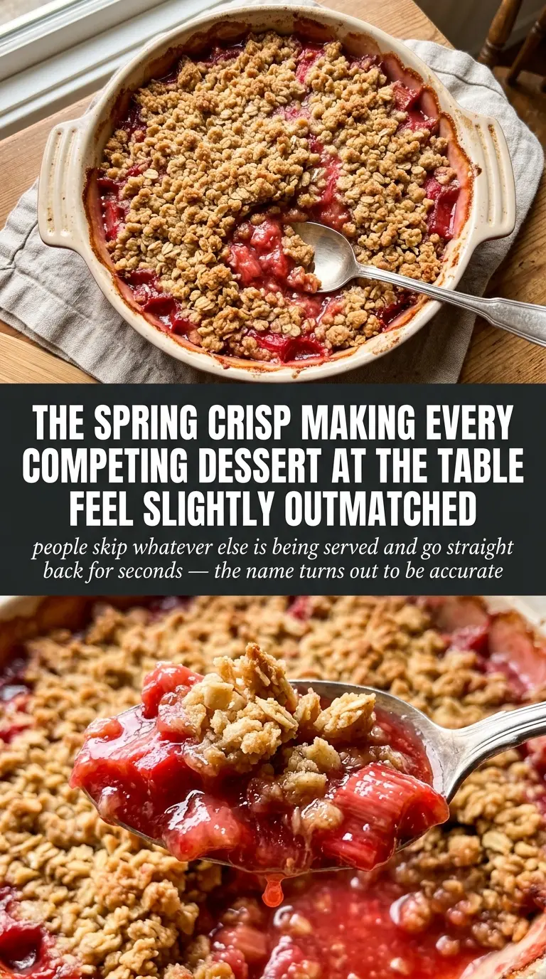 Irresistible Rhubarb Crisp golden oat topping